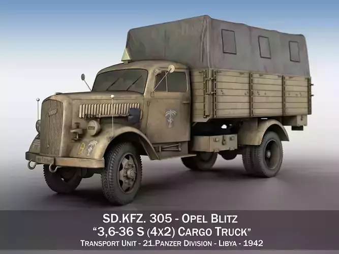Opel Blitz - 21 Panzer-Division 3D model