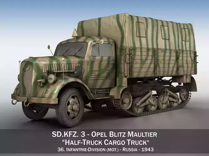 Opel Blitz Maultier - Half-Truck  - 36 Infantry-Division 3D model