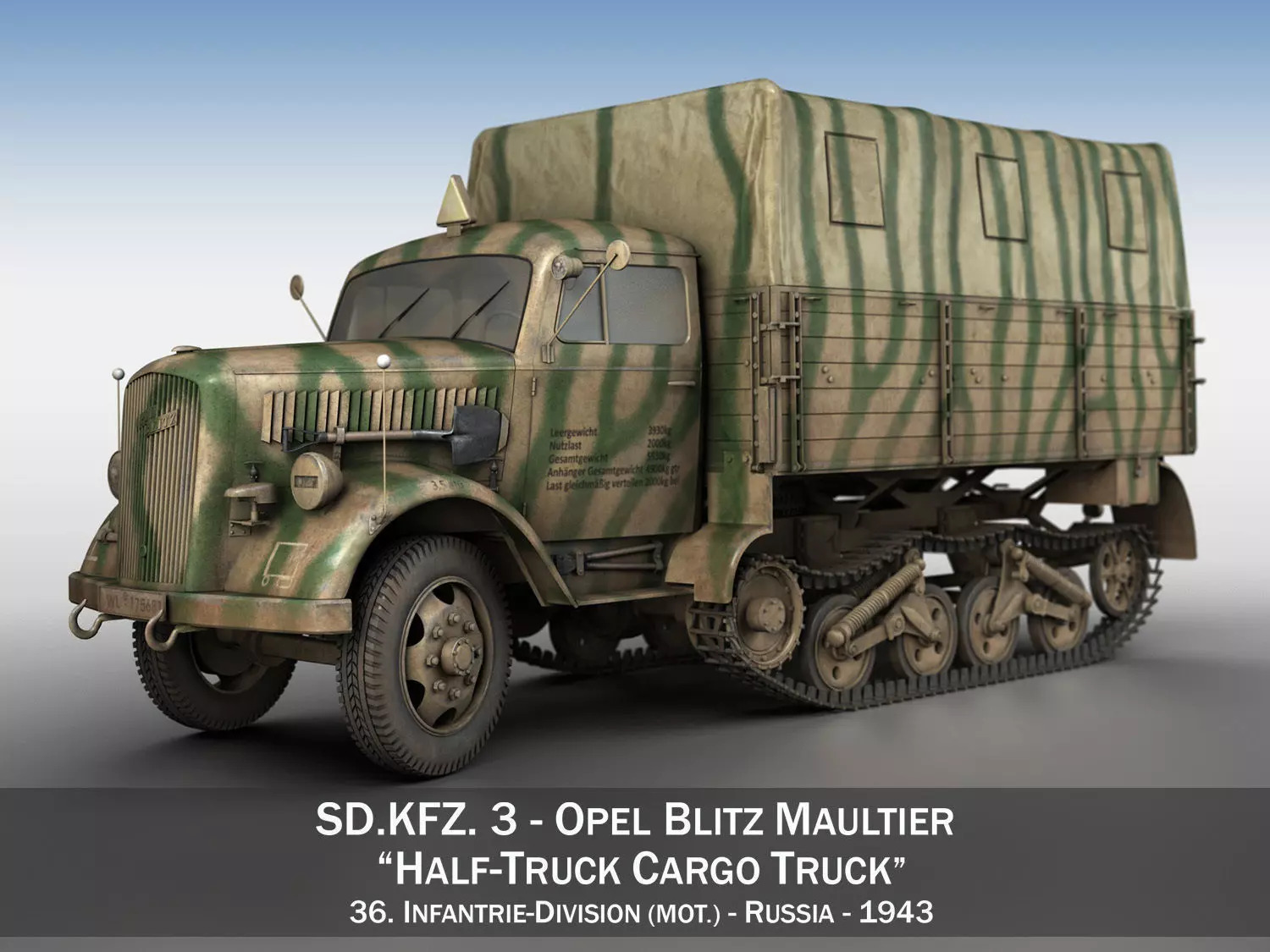 Opel Blitz Maultier - Half-Truck  - 36 Infantry-Division 3D model_0