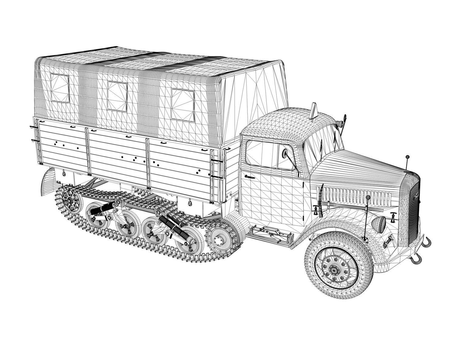 Opel Blitz Maultier - Half-Truck  - 36 Infantry-Division 3D model_12