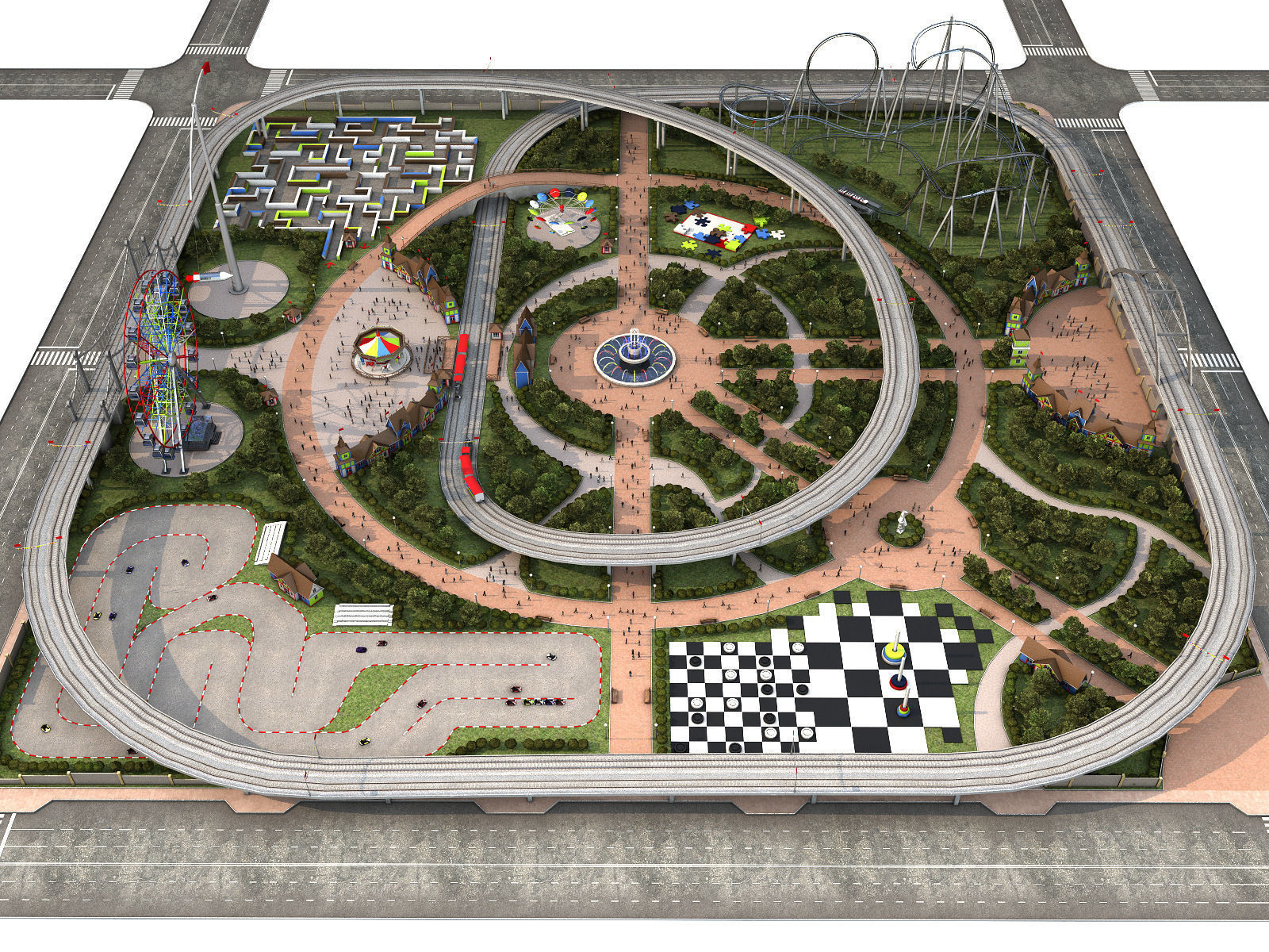 Amusement Park Low-poly 3D model_2