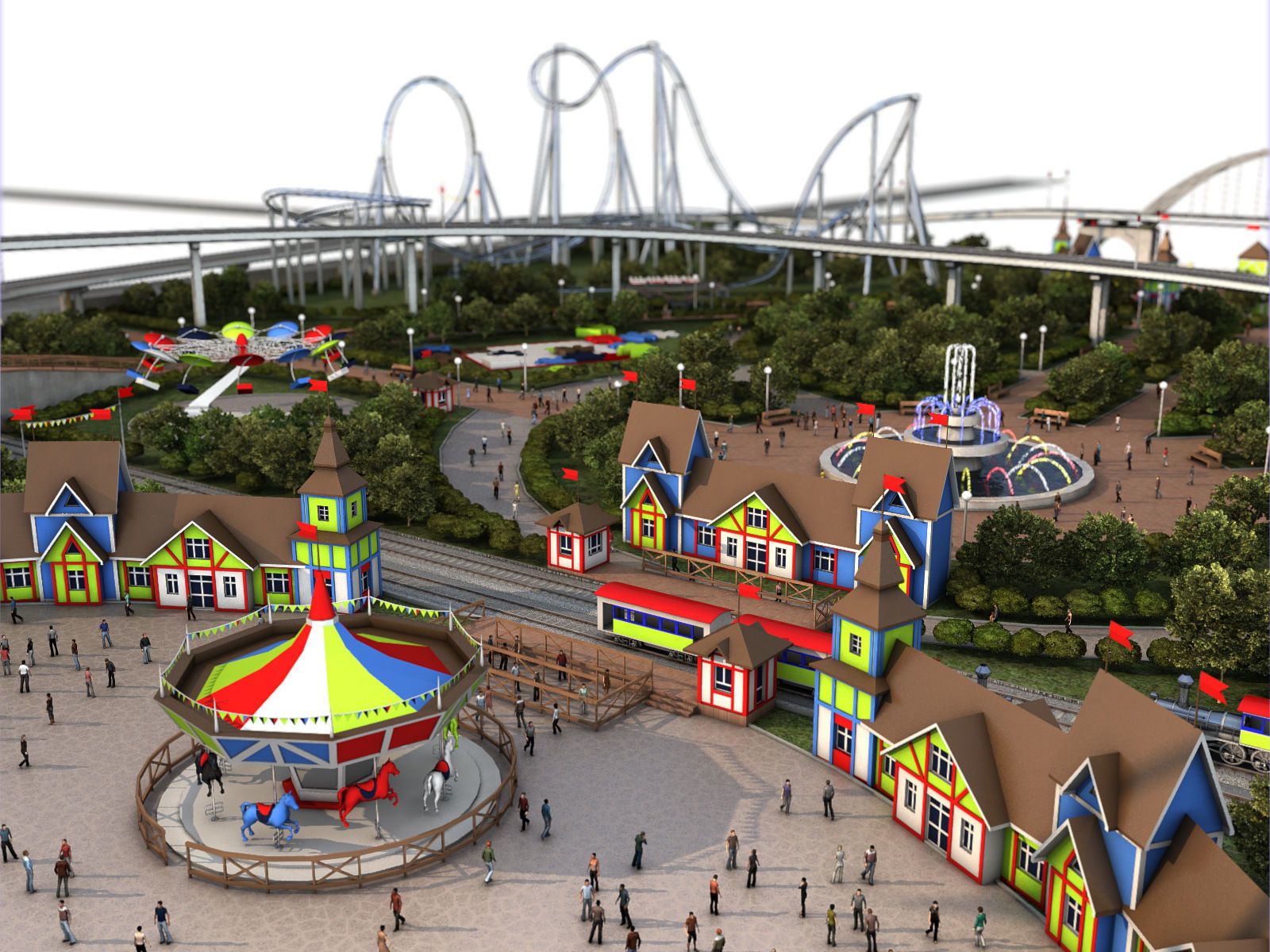 Amusement Park Low-poly 3D model_3