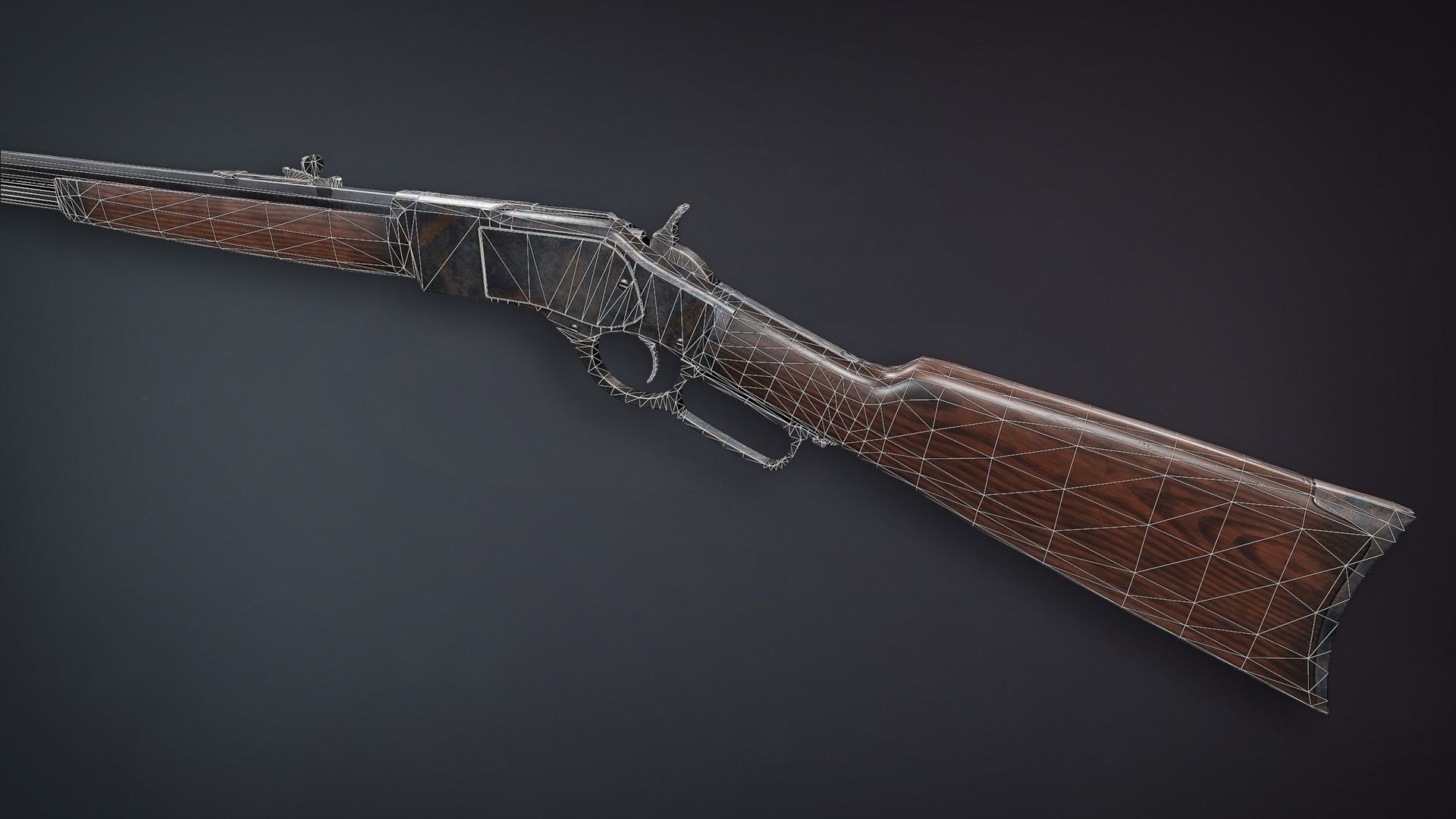 Lowpoly PBR Winchester 1873 Low-poly 3D model_6