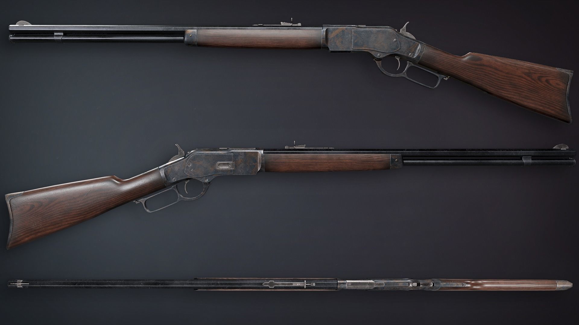 Lowpoly PBR Winchester 1873 Low-poly 3D model_13