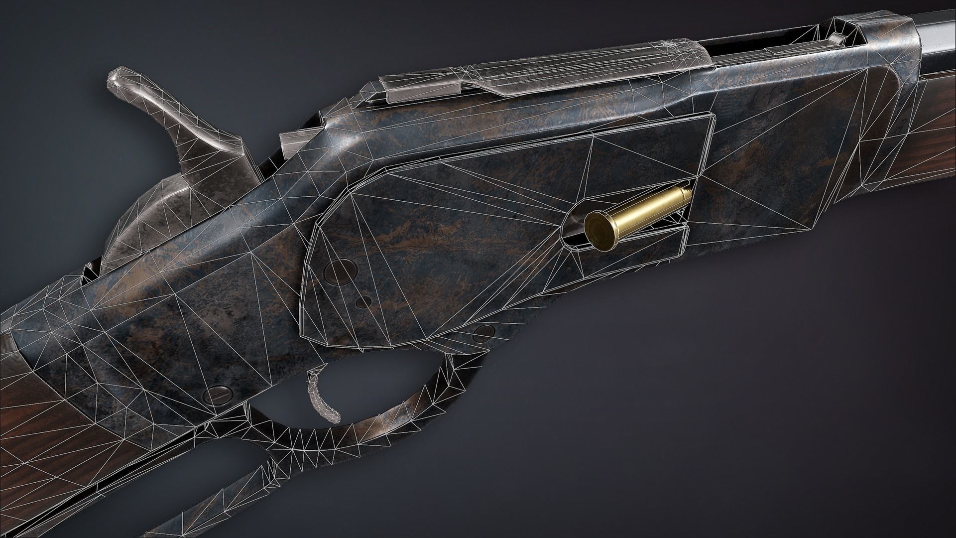 Lowpoly PBR Winchester 1873 Low-poly 3D model_8