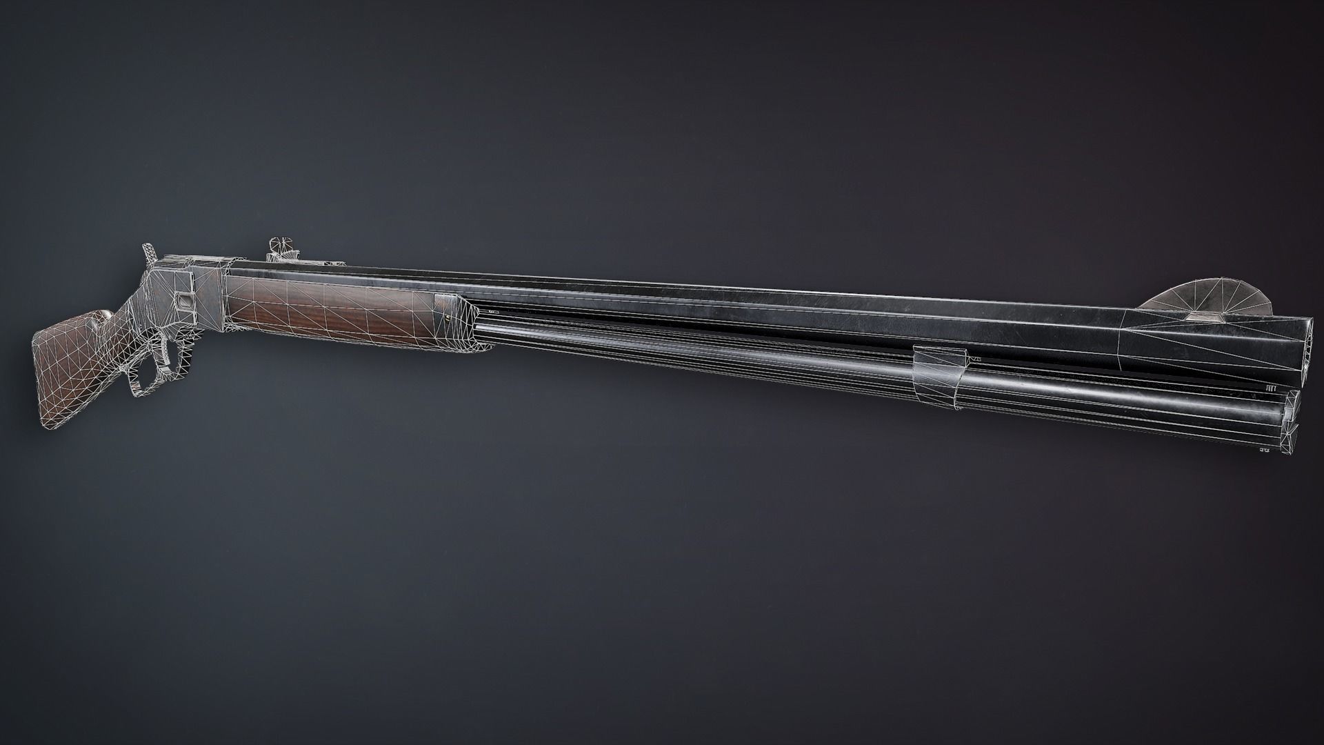Lowpoly PBR Winchester 1873 Low-poly 3D model_2