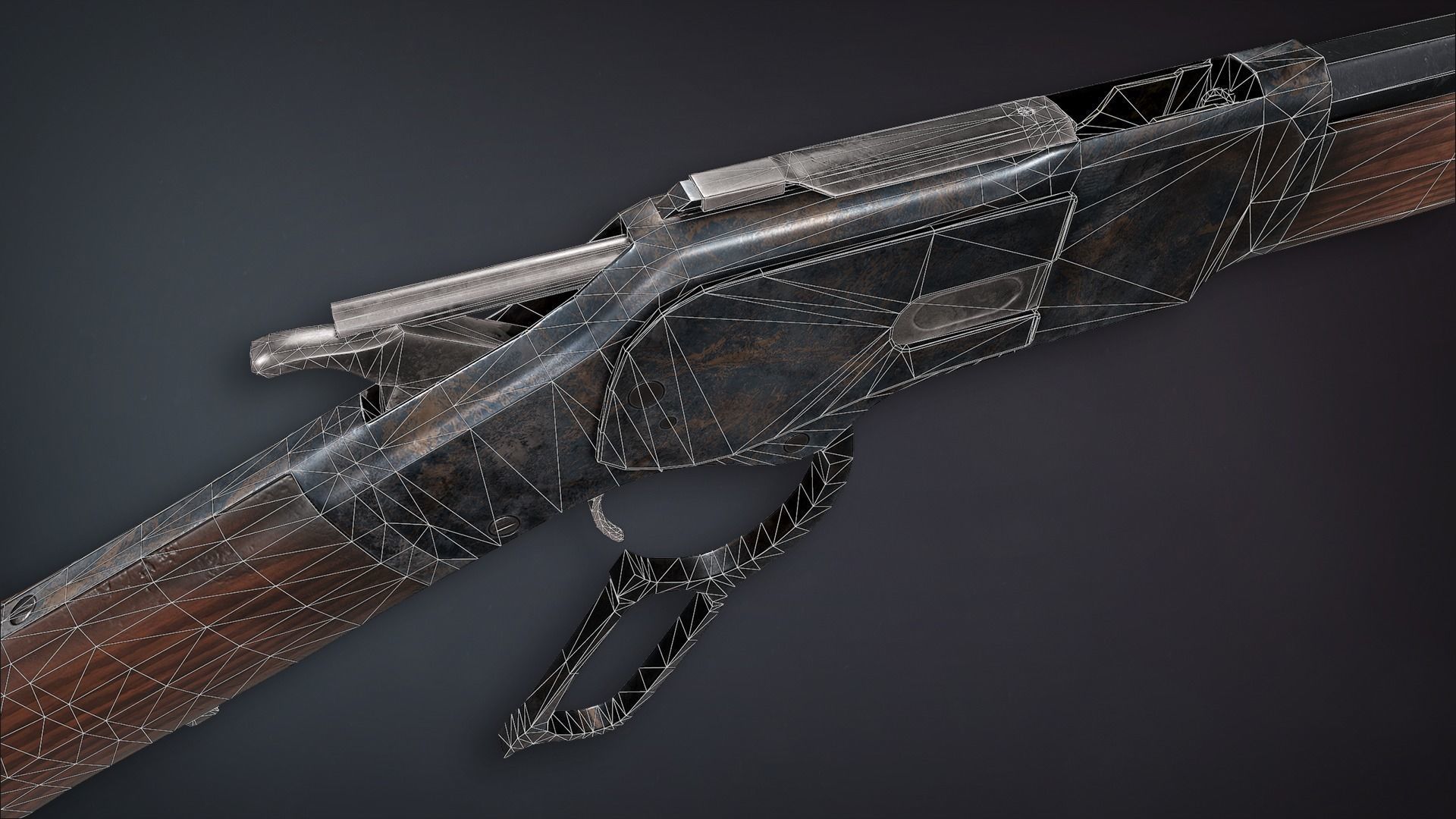 Lowpoly PBR Winchester 1873 Low-poly 3D model_10