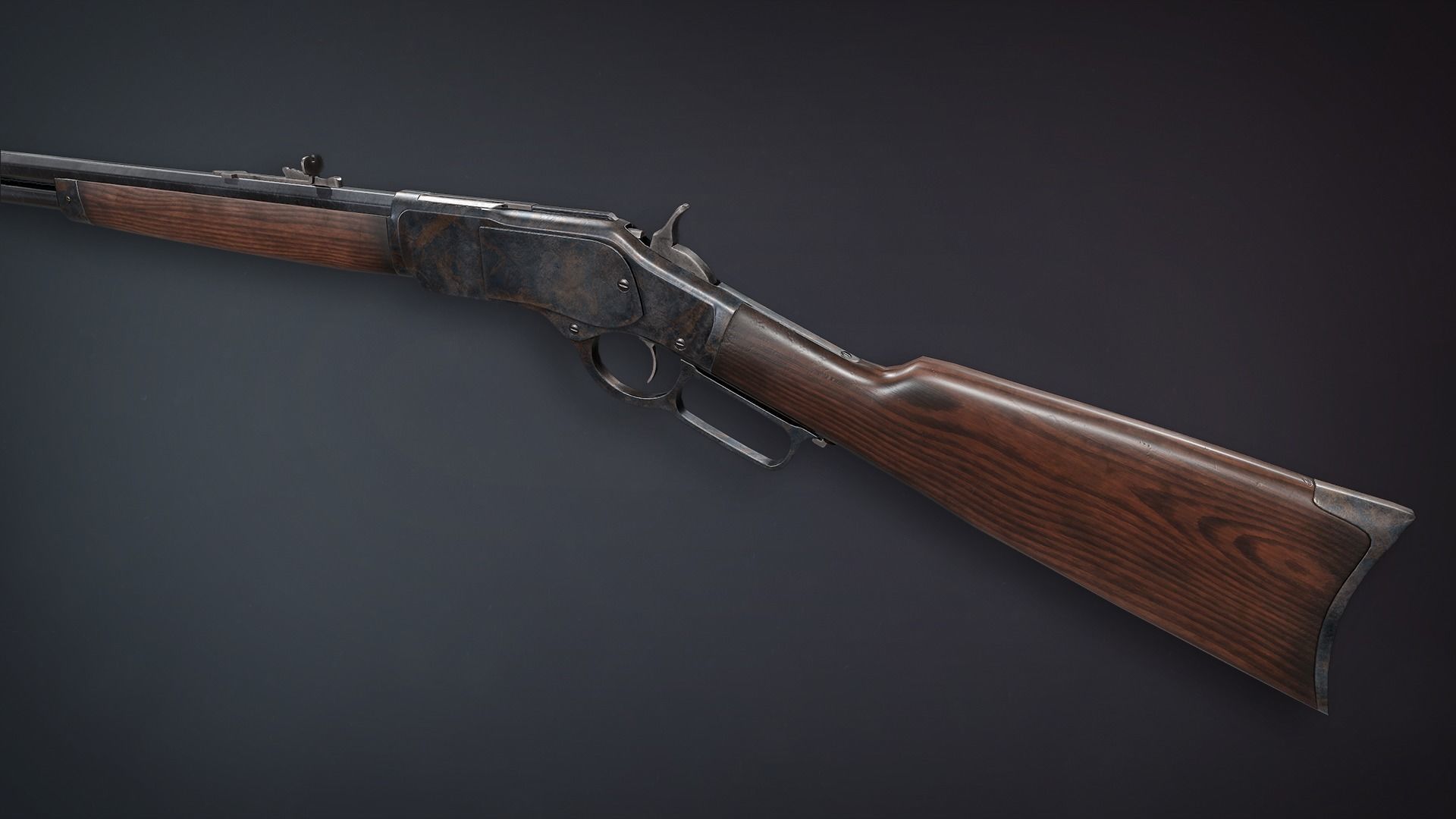Lowpoly PBR Winchester 1873 Low-poly 3D model_5