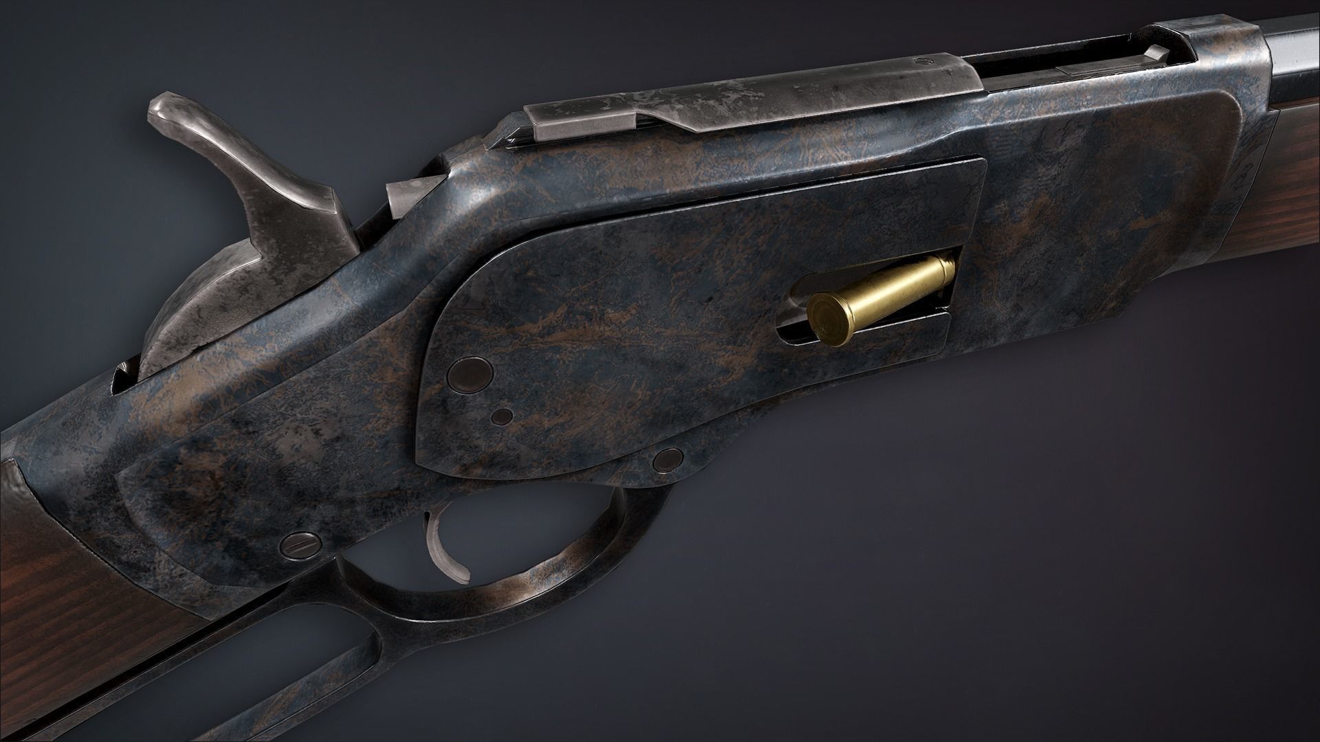 Lowpoly PBR Winchester 1873 Low-poly 3D model_7
