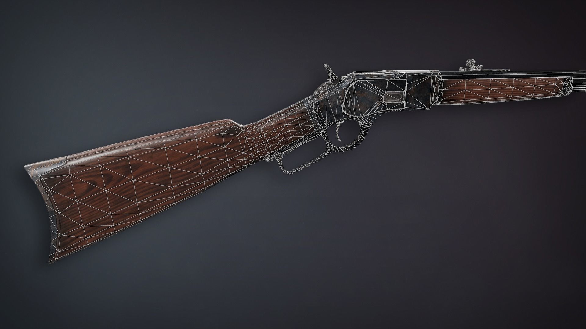 Lowpoly PBR Winchester 1873 Low-poly 3D model_4
