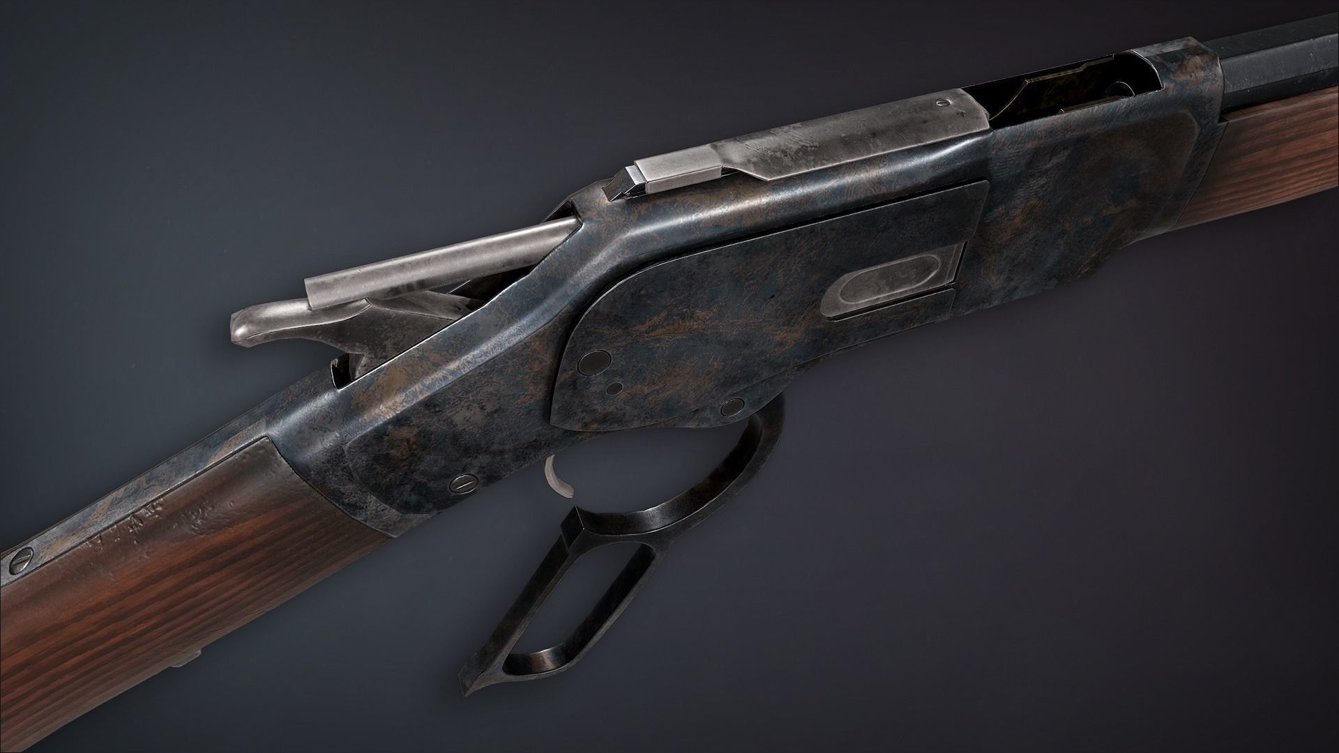 Lowpoly PBR Winchester 1873 Low-poly 3D model_9