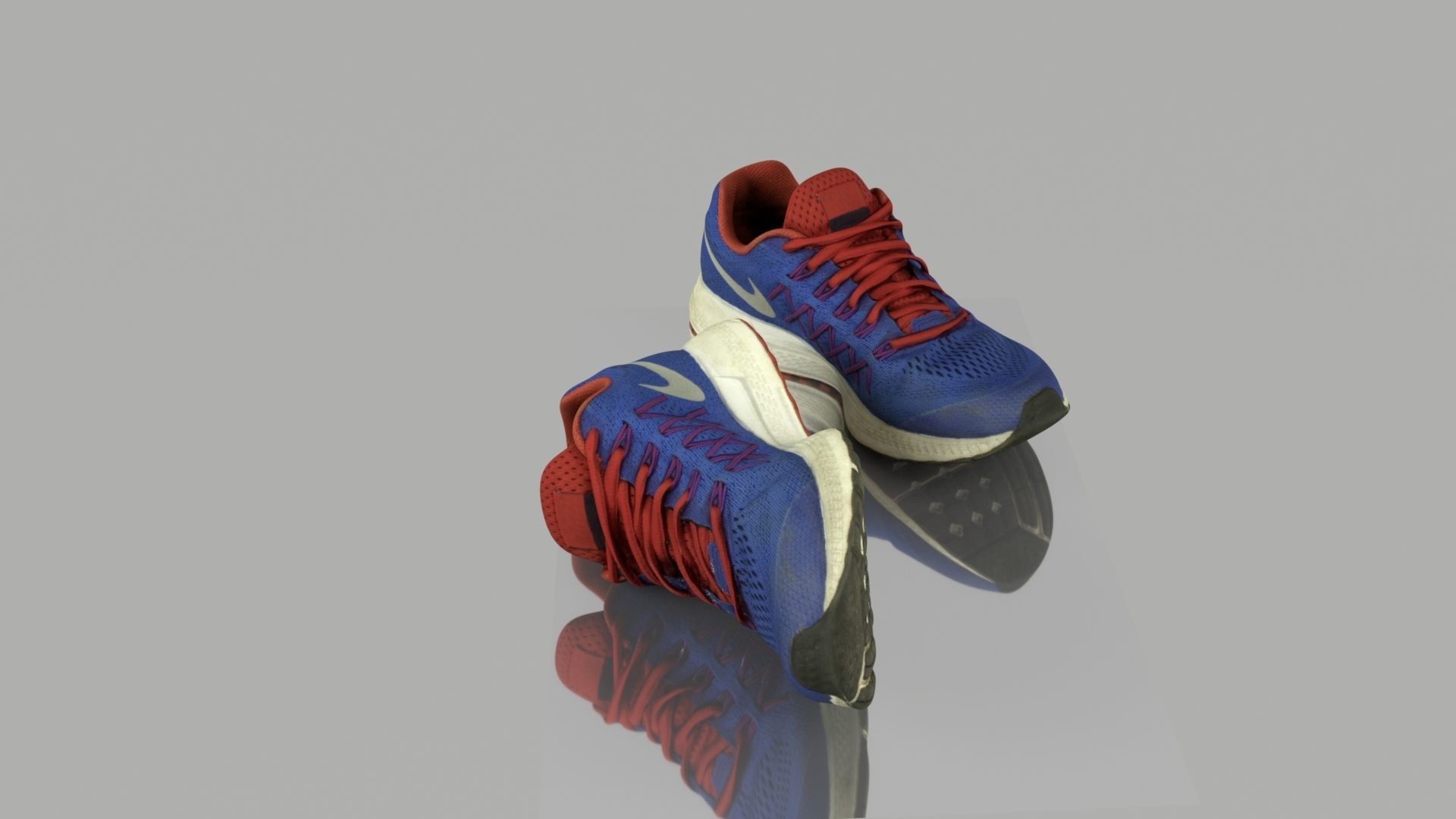 Blue sneakers Low-poly 3D model_3