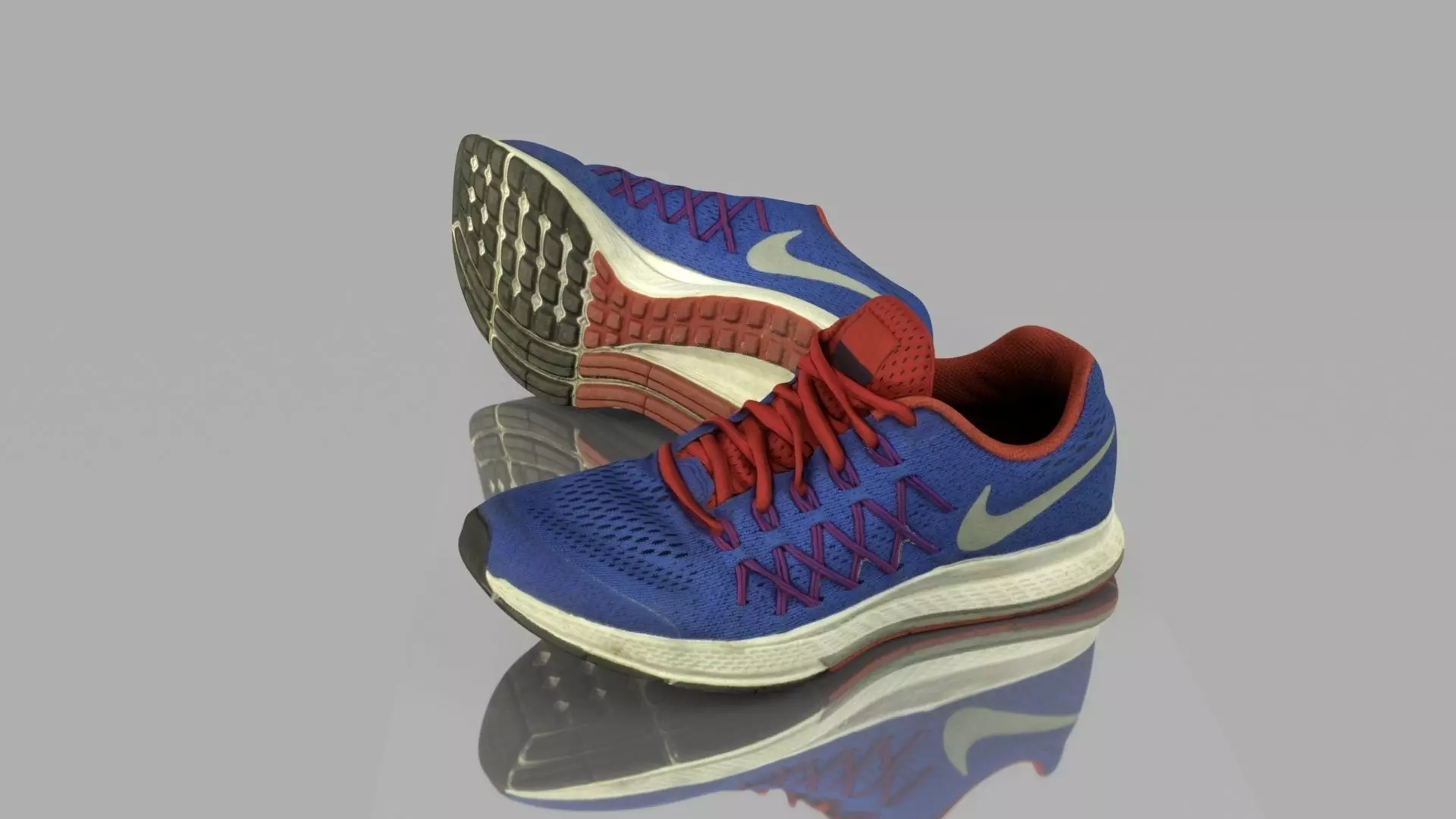 Blue sneakers Low-poly 3D model_0