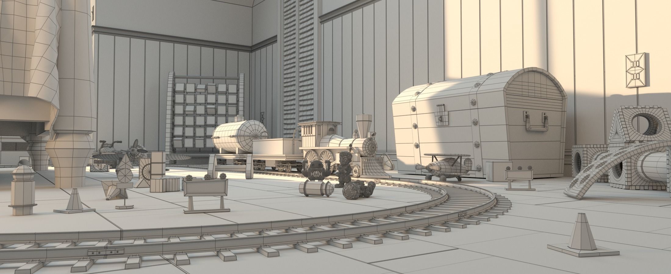 Cartoon Room Corridor 3D model_16