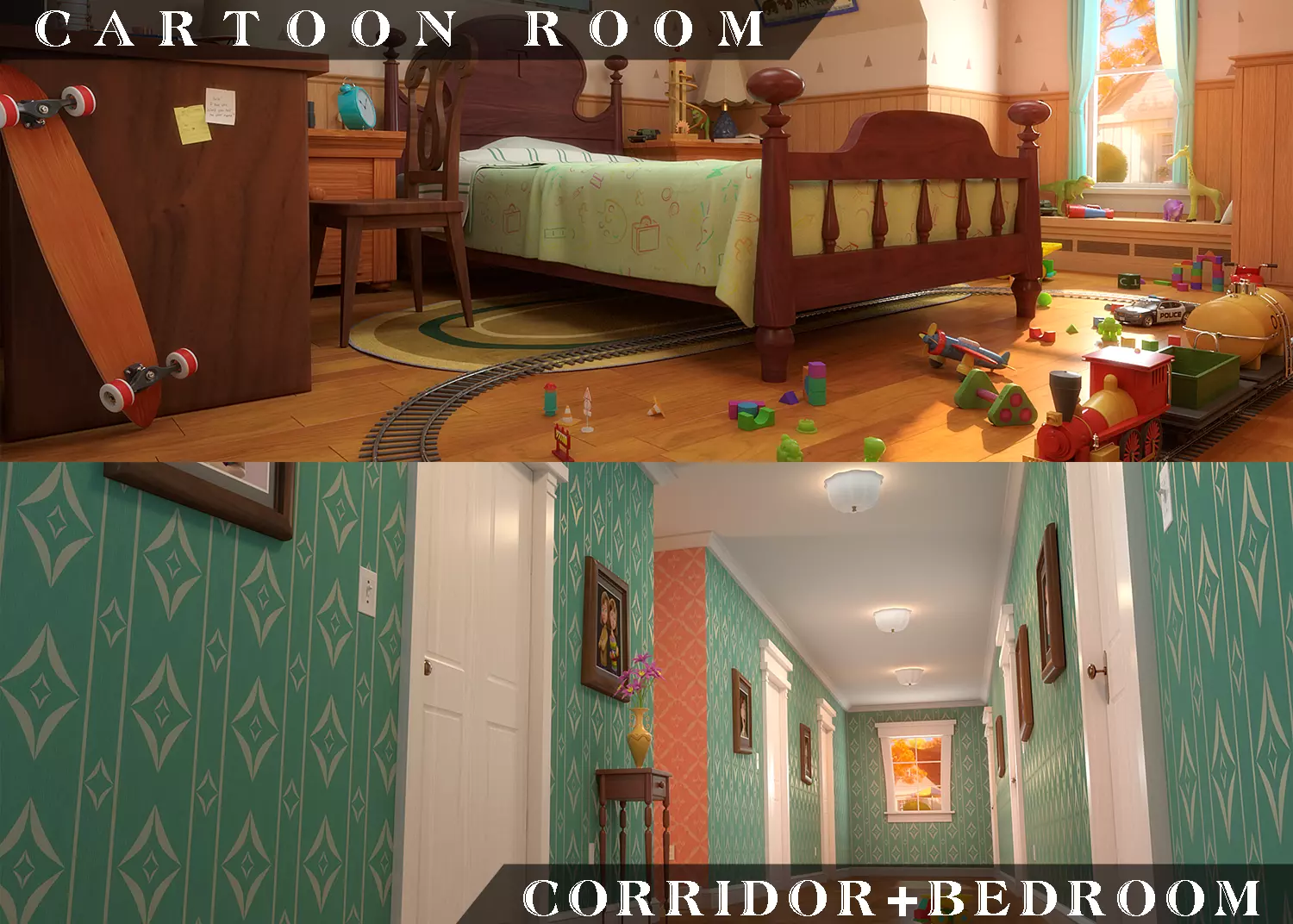 Cartoon Room Corridor 3D model_0