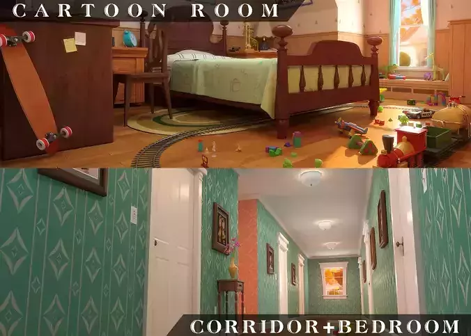 Cartoon Room Corridor 3D model