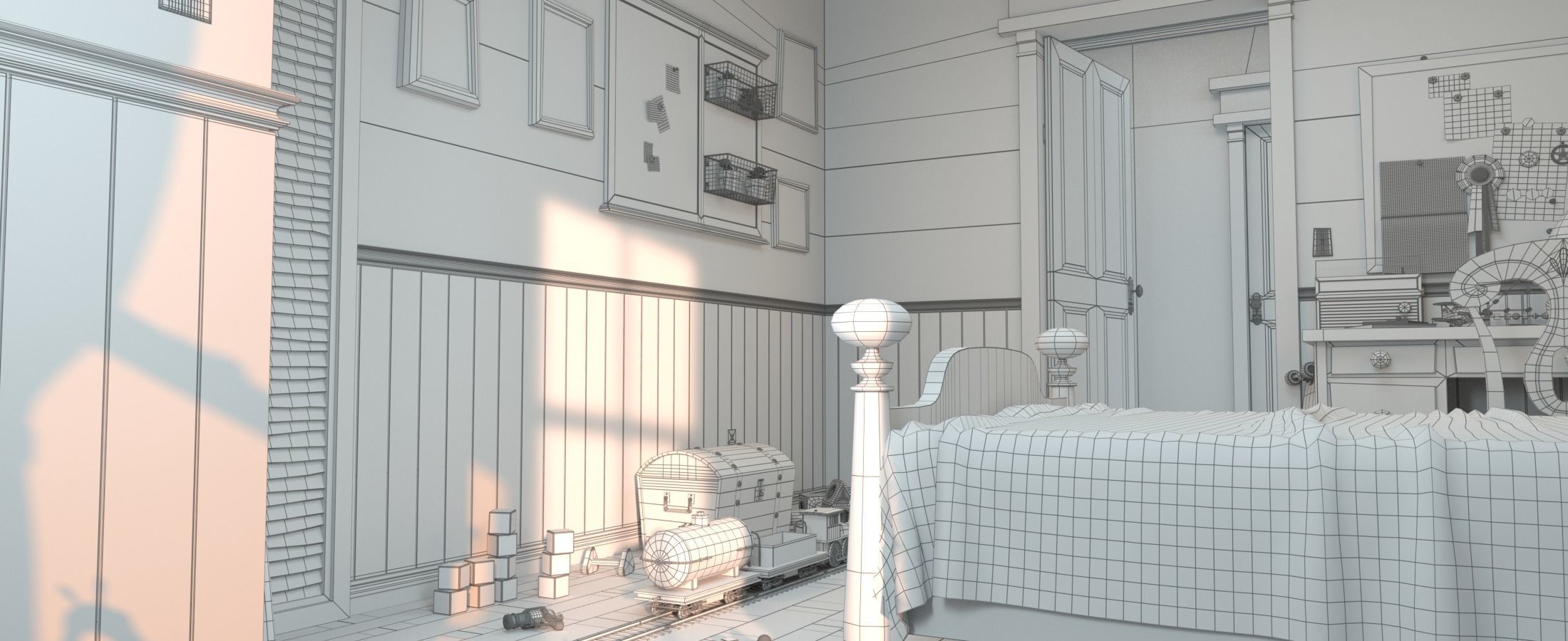 Cartoon Room Corridor 3D model_18