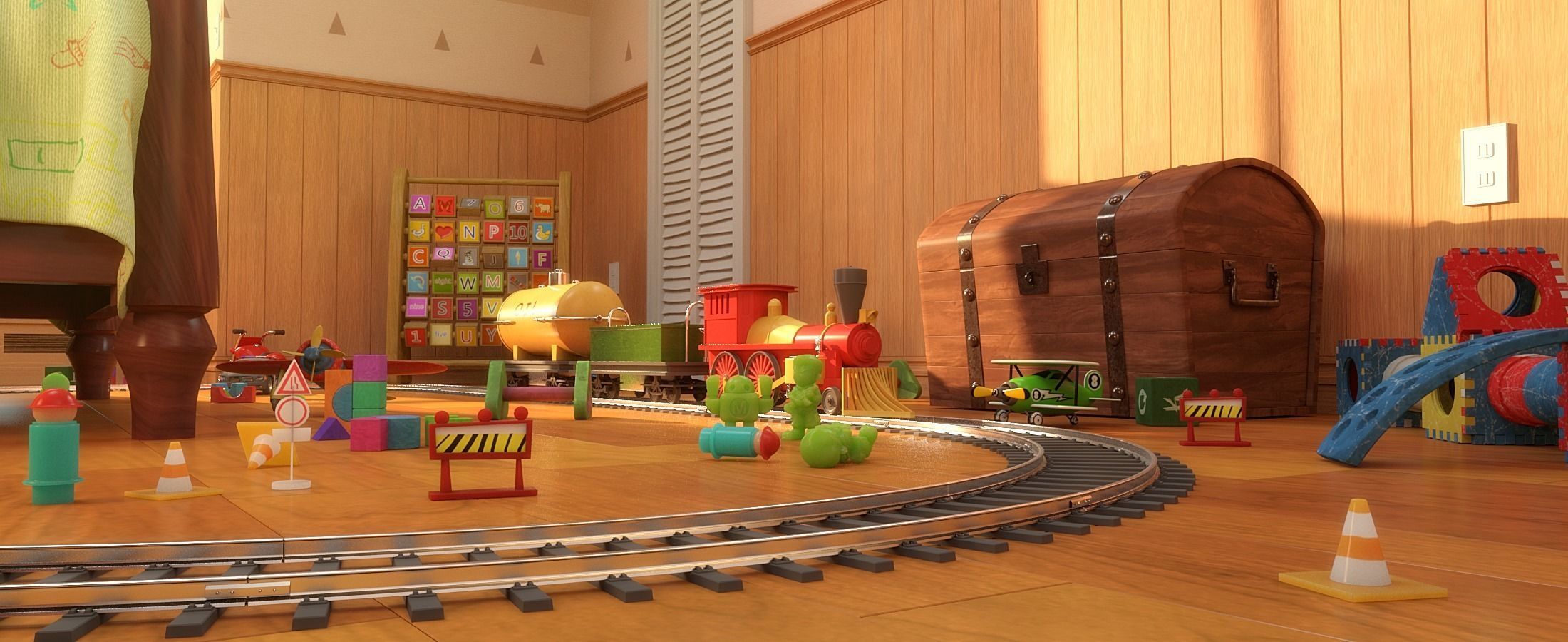 Cartoon Room Corridor 3D model_8