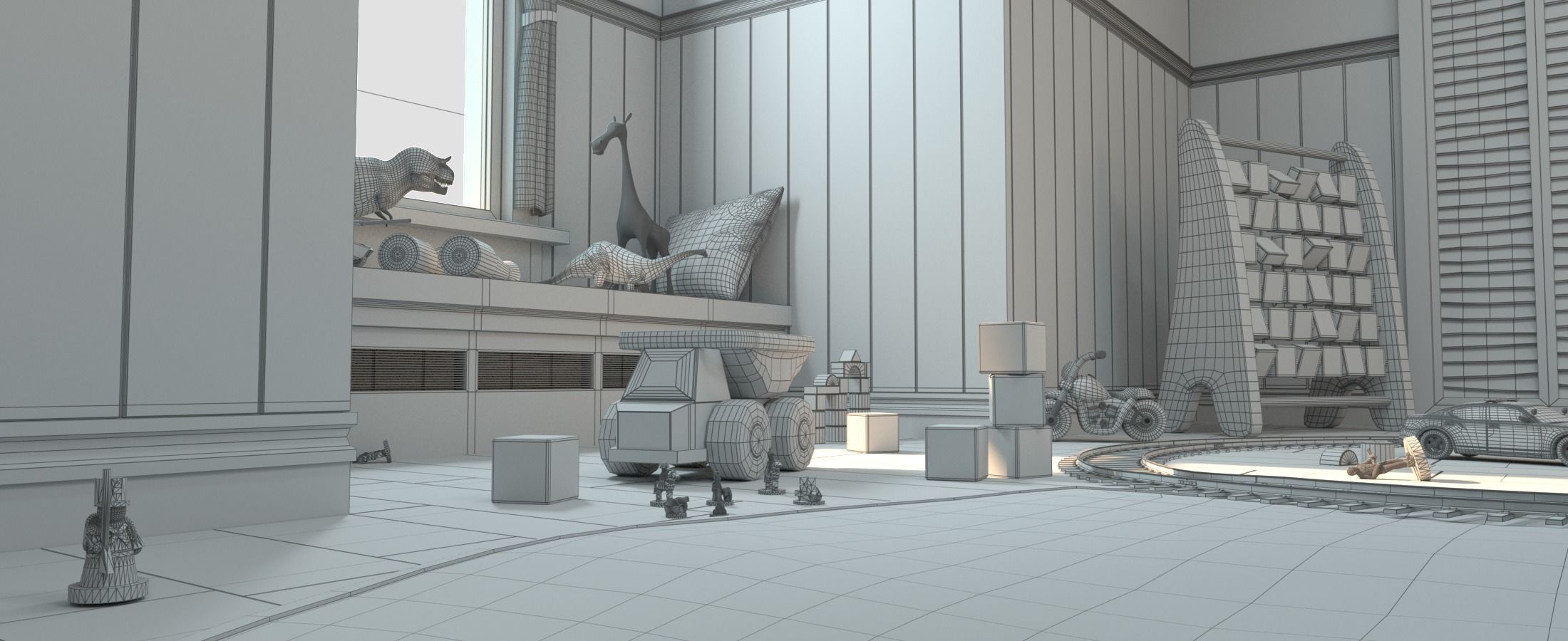 Cartoon Room Corridor 3D model_13