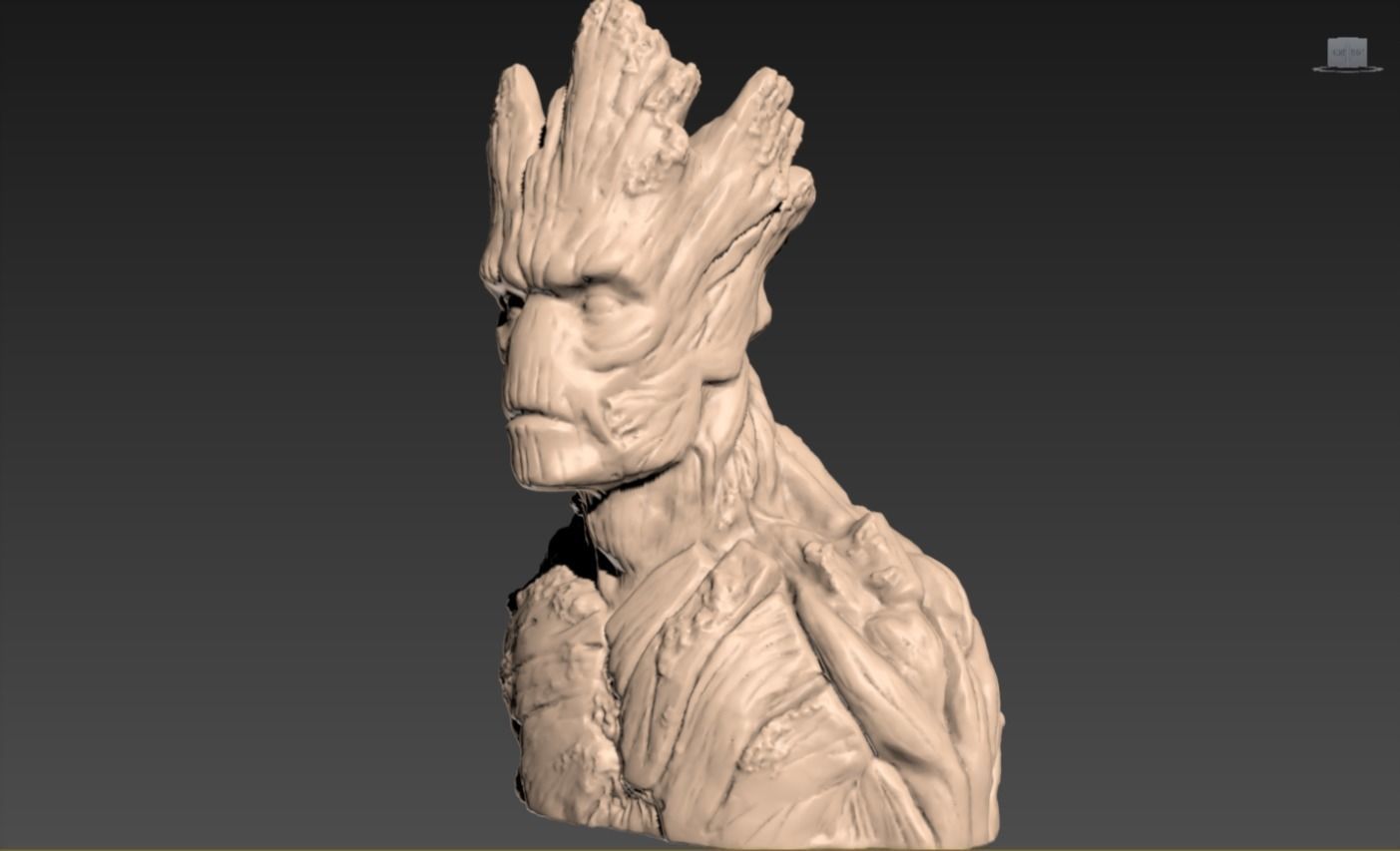 Groot Bust Statue Low-poly 3D model_0