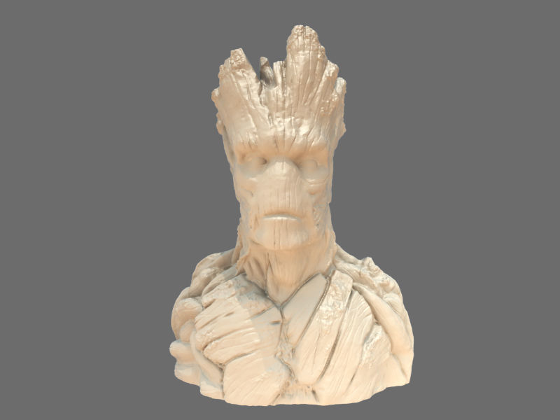 Groot Bust Statue Low-poly 3D model_1