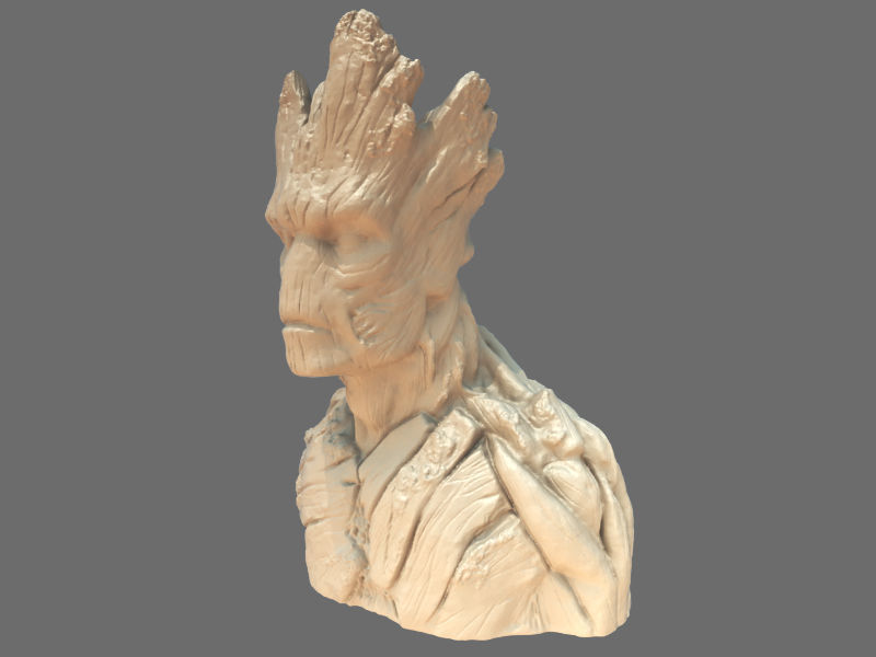 Groot Bust Statue Low-poly 3D model_4