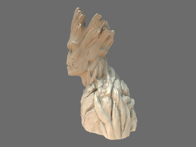 Groot Bust Statue Low-poly 3D model_2