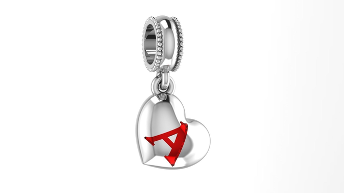 Letter in Heart Charm
