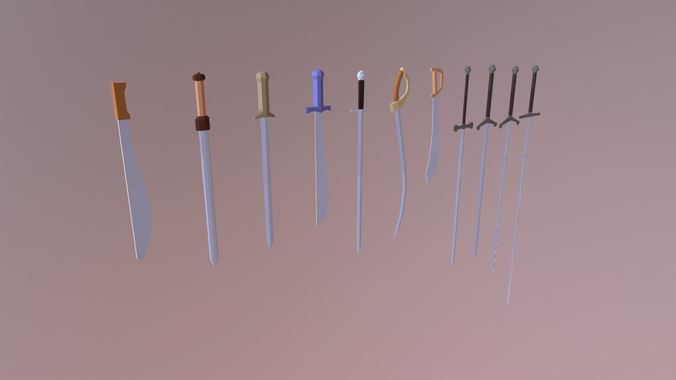 Low poly swords pack Low-poly 3D model
