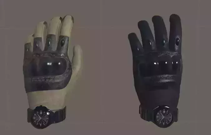 VR Tactical Gloves  Low-poly 3D model