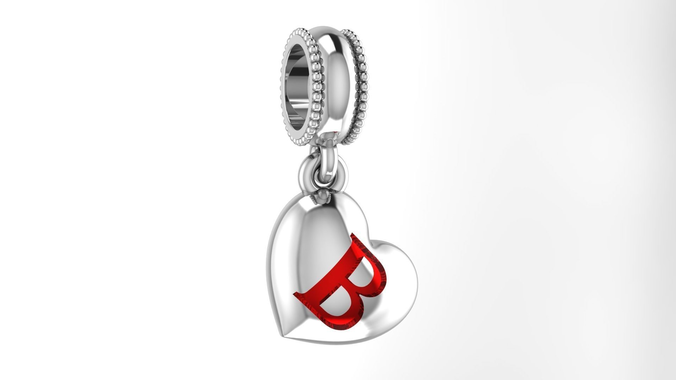 Letter in Heart Charm 