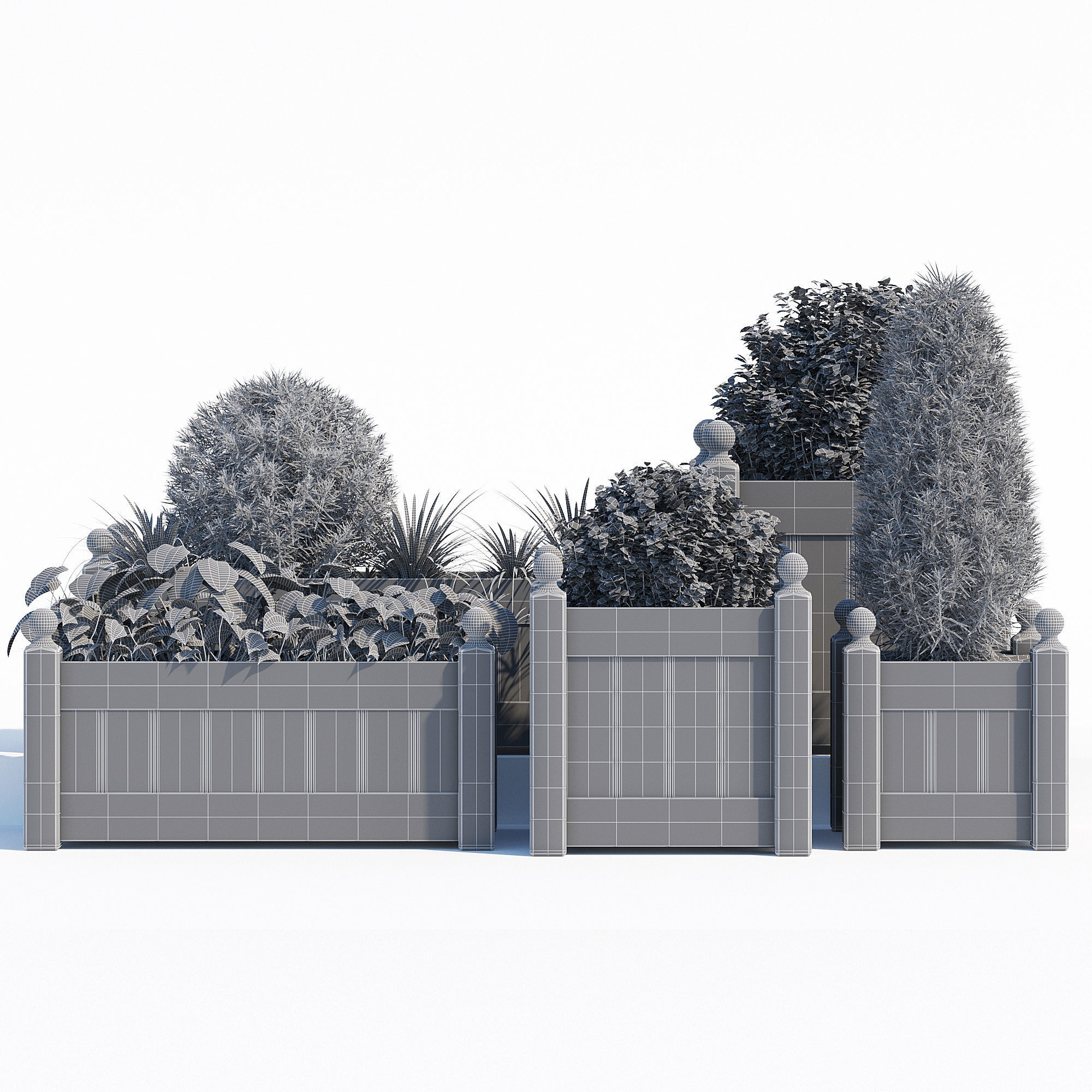 Timber wood planter 3D model_6