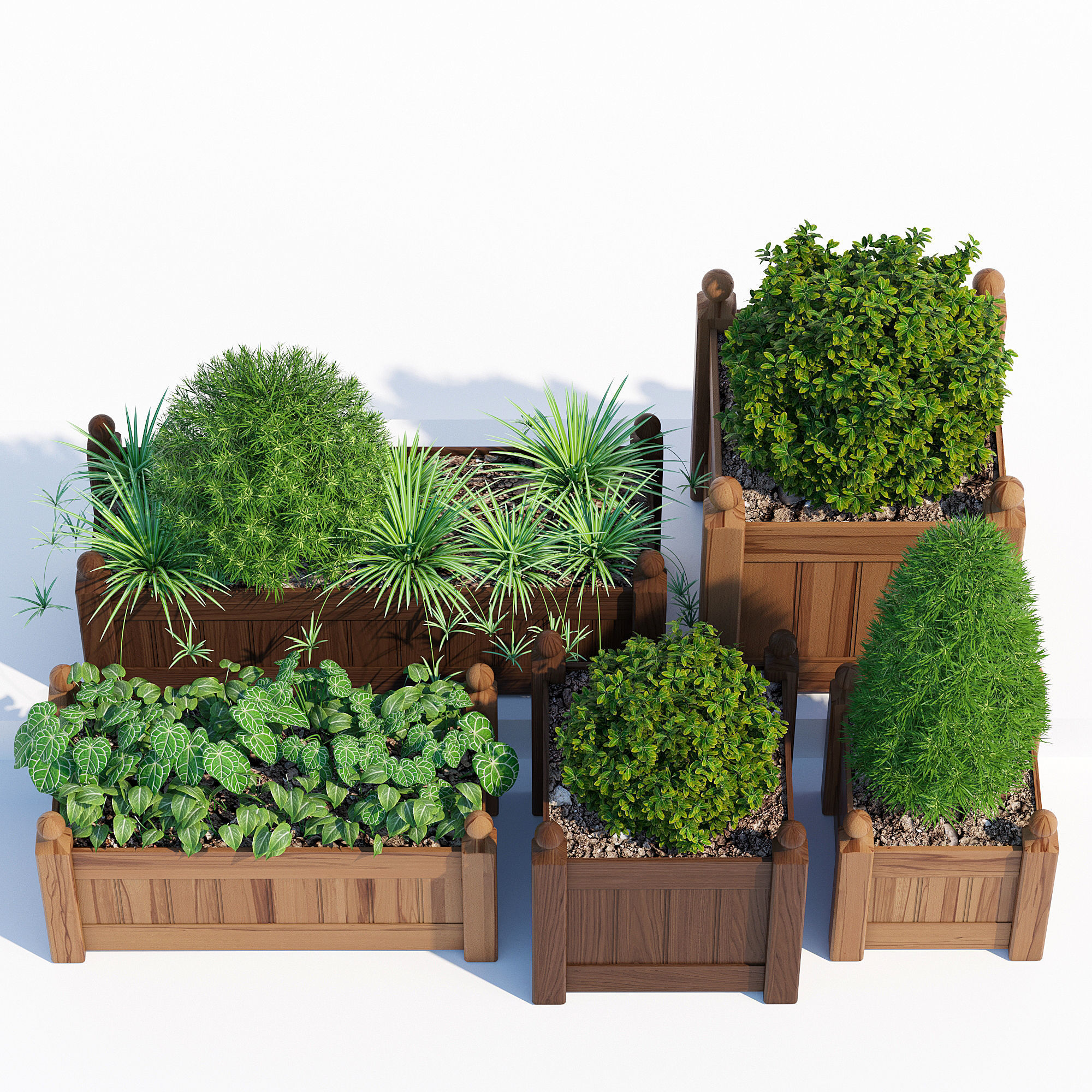 Timber wood planter 3D model_3