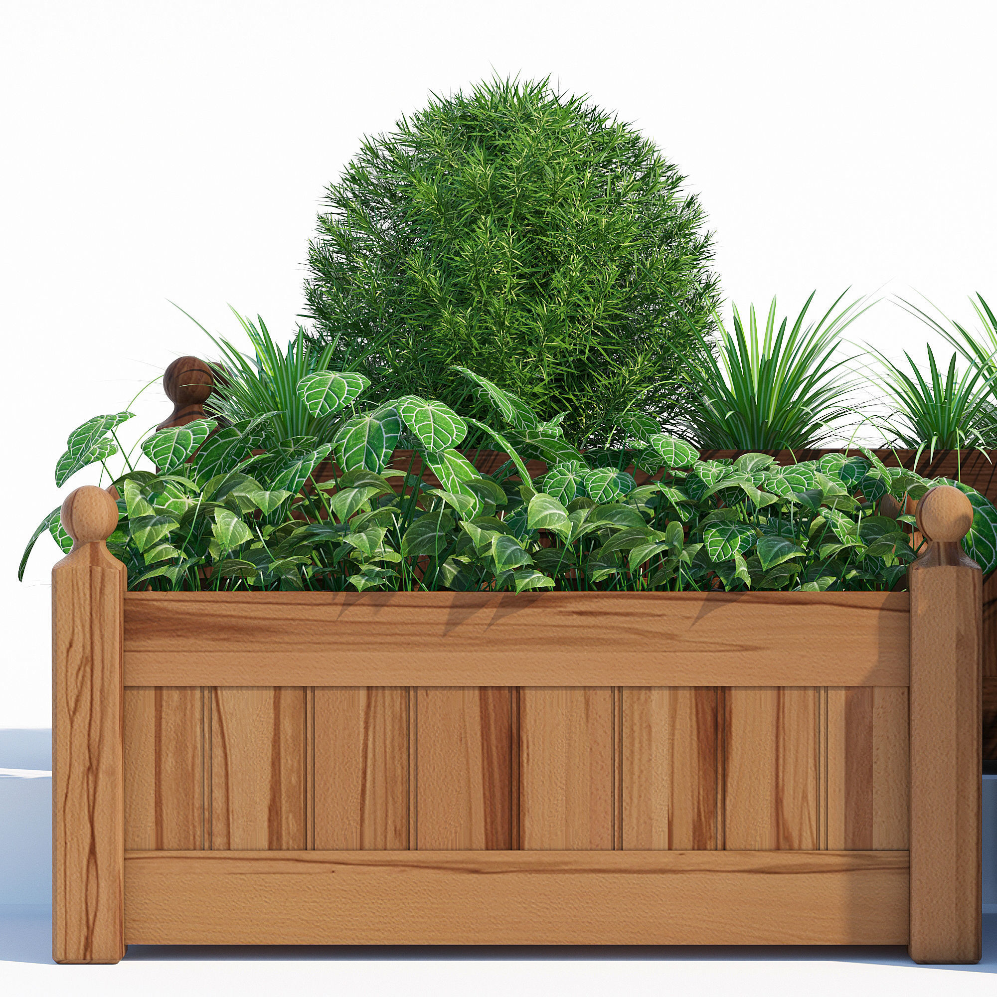 Timber wood planter 3D model_4