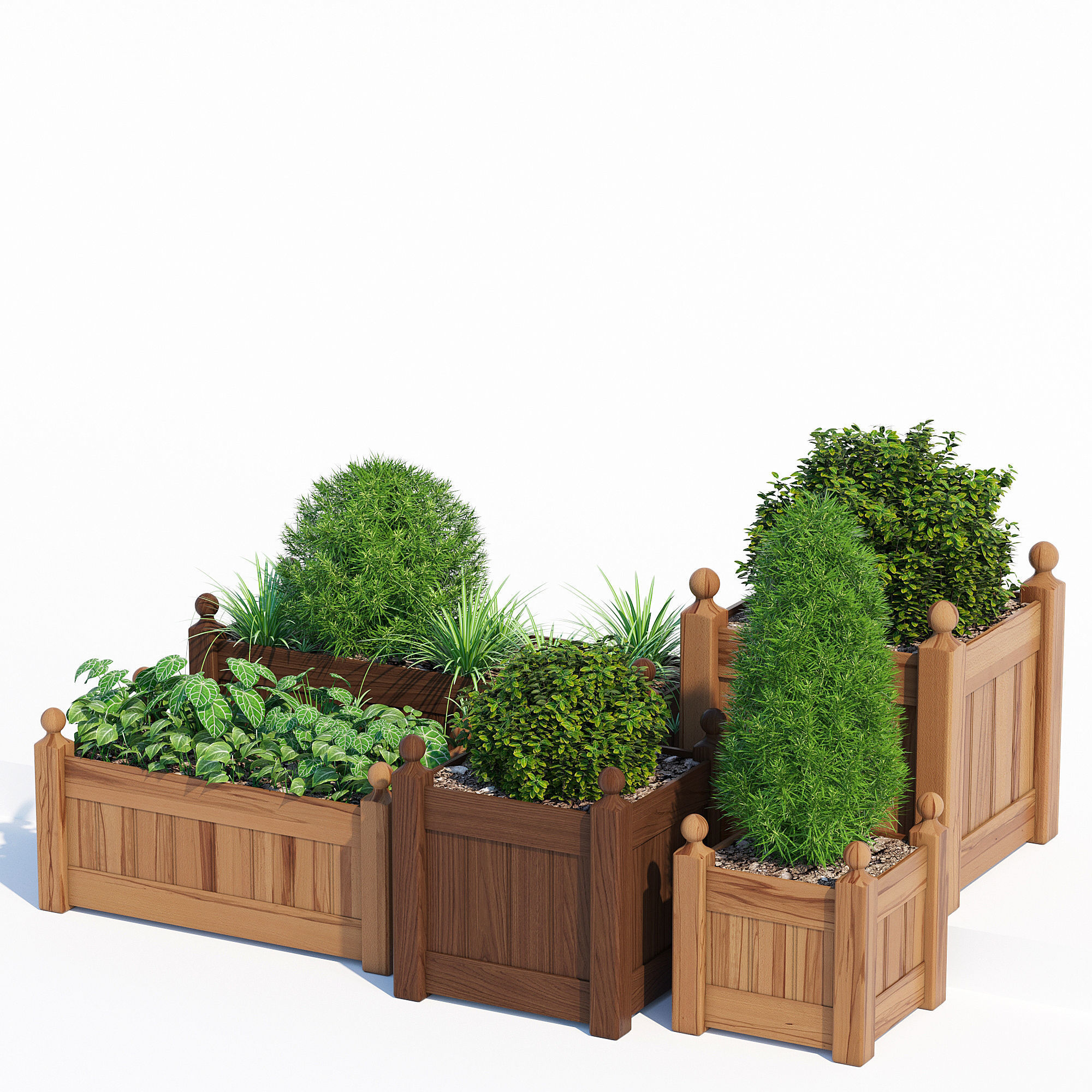 Timber wood planter 3D model_1