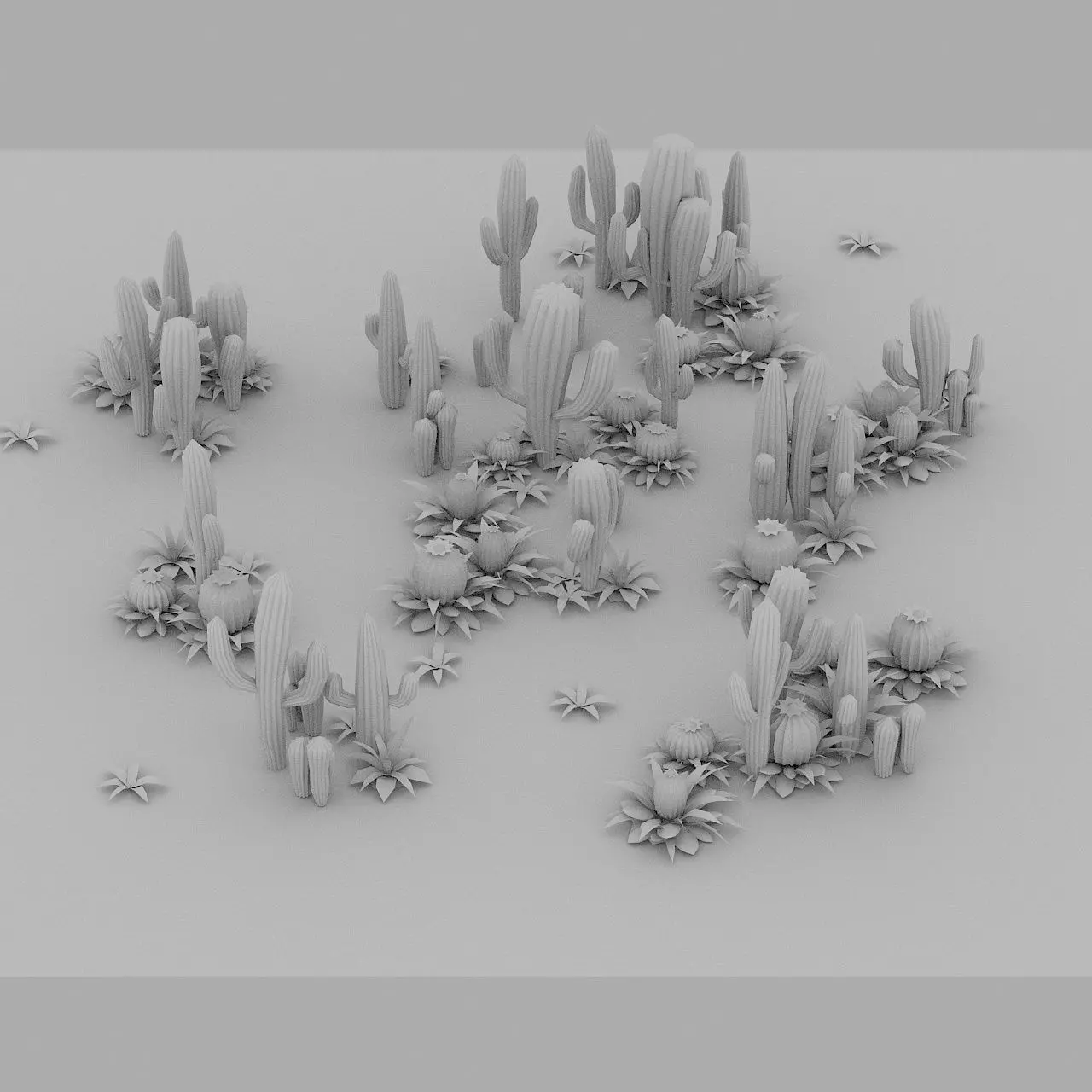 Cartoon Cactus Forest Low-poly 3D model