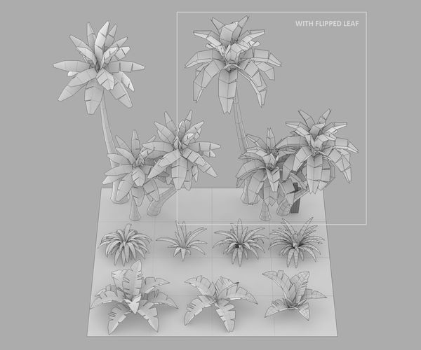 Cartoon Oasis Plants Low-poly 3D model