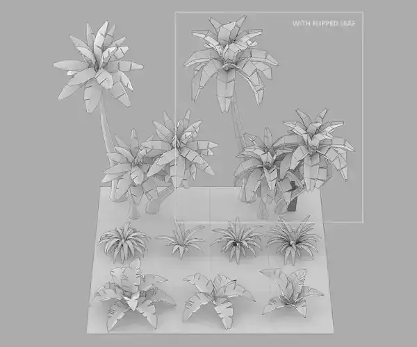 Cartoon Oasis Plants Low-poly 3D model