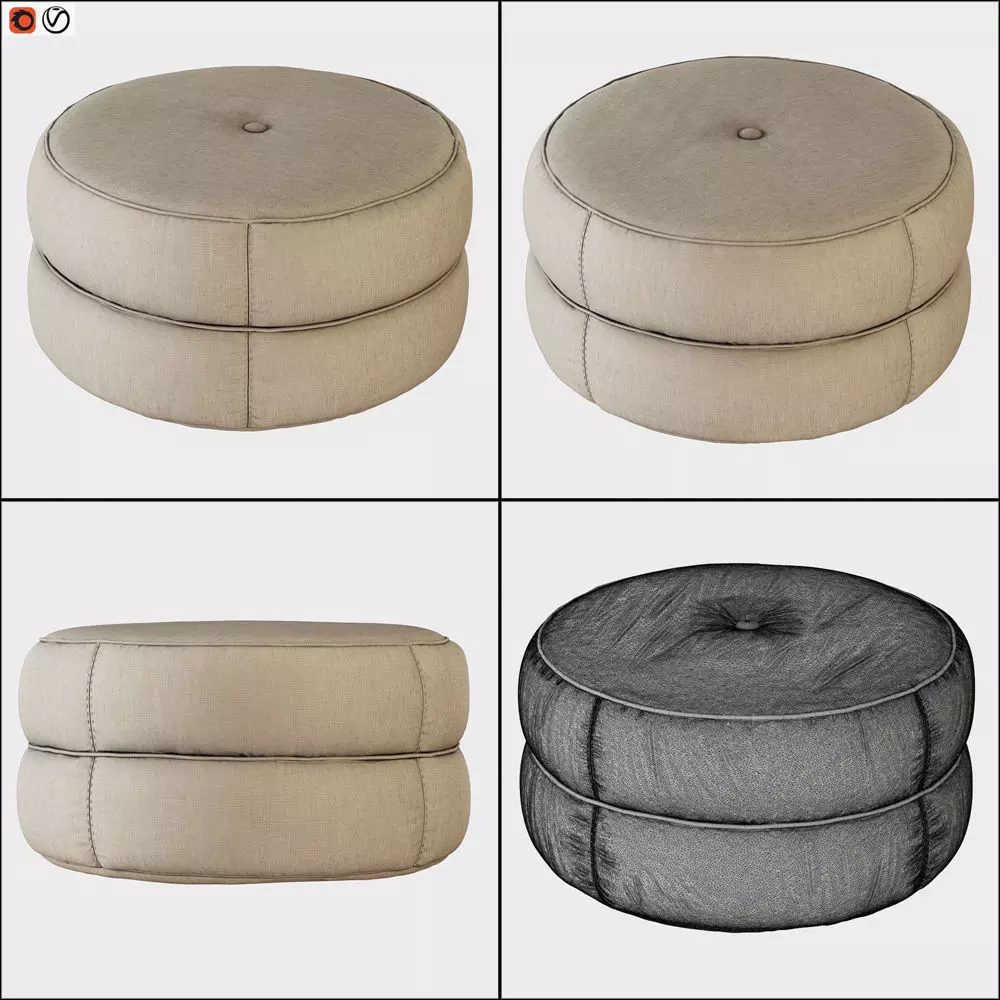Pouf Kazar 3D model_0