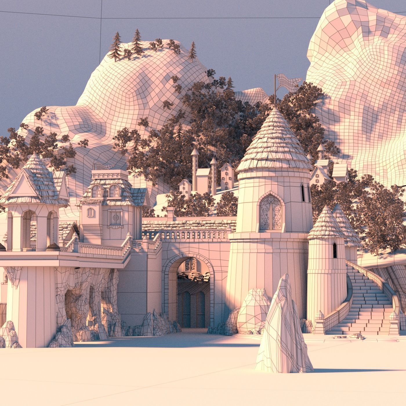 Cartoon Castle Scene 3D model_12