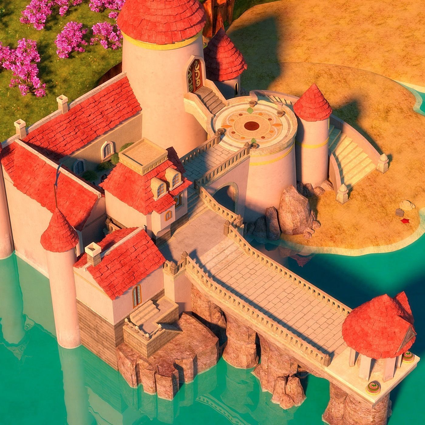 Cartoon Castle Scene 3D model_3