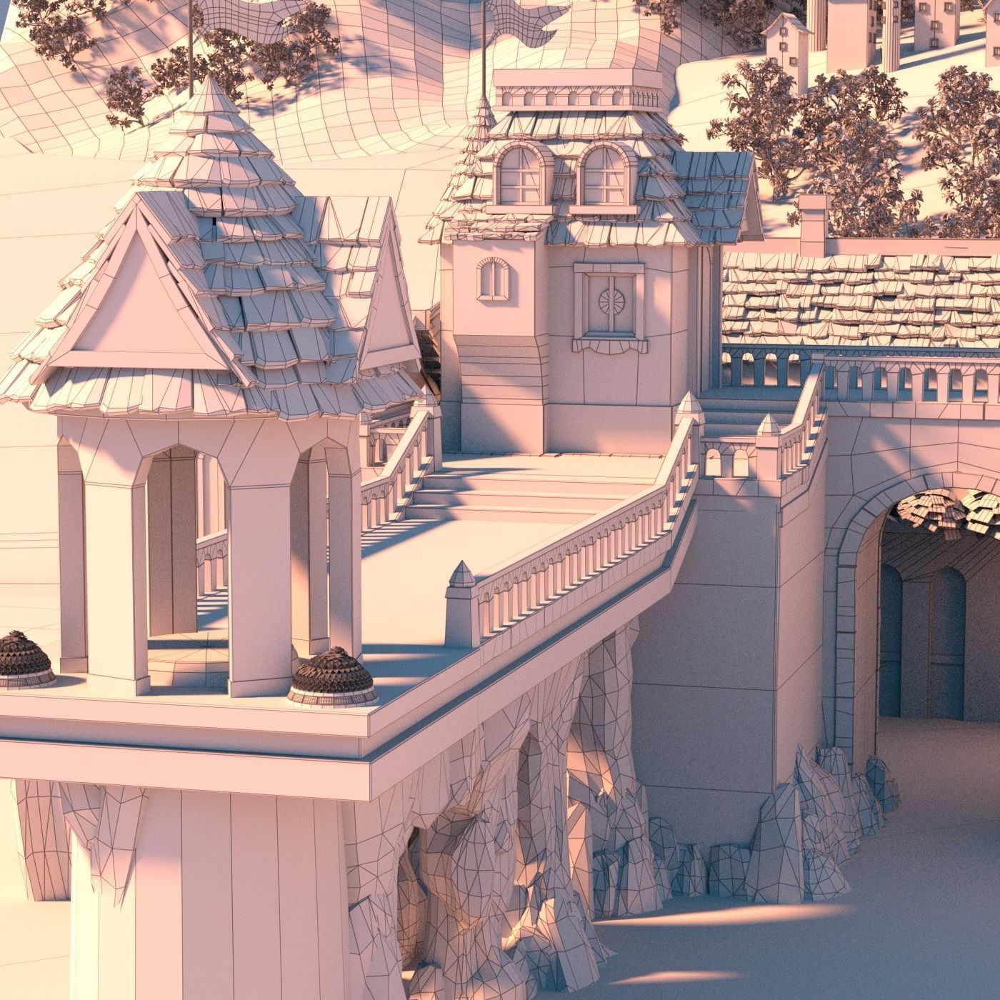 Cartoon Castle Scene 3D model_15