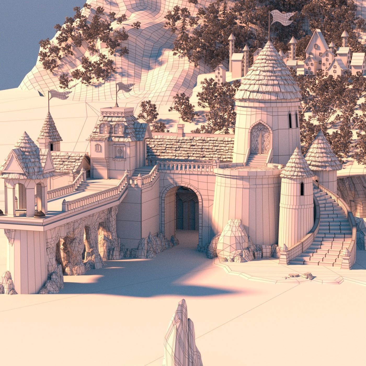 Cartoon Castle Scene 3D model_14
