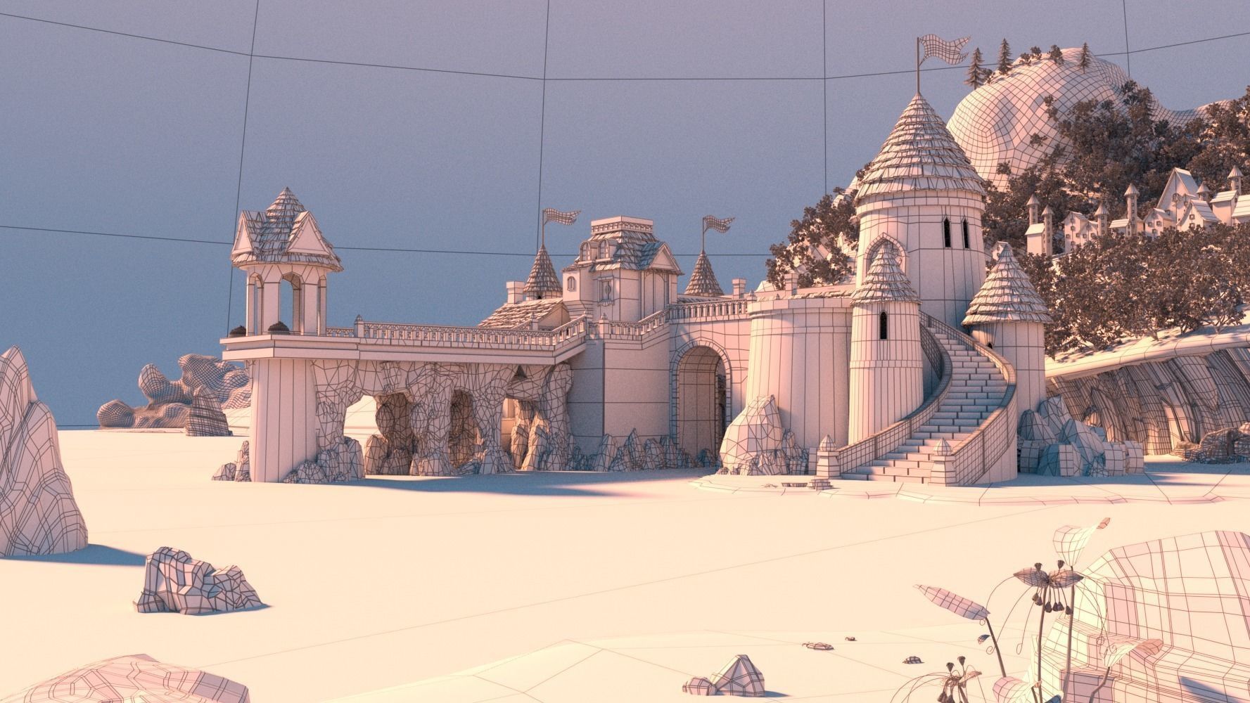 Cartoon Castle Scene 3D model_8