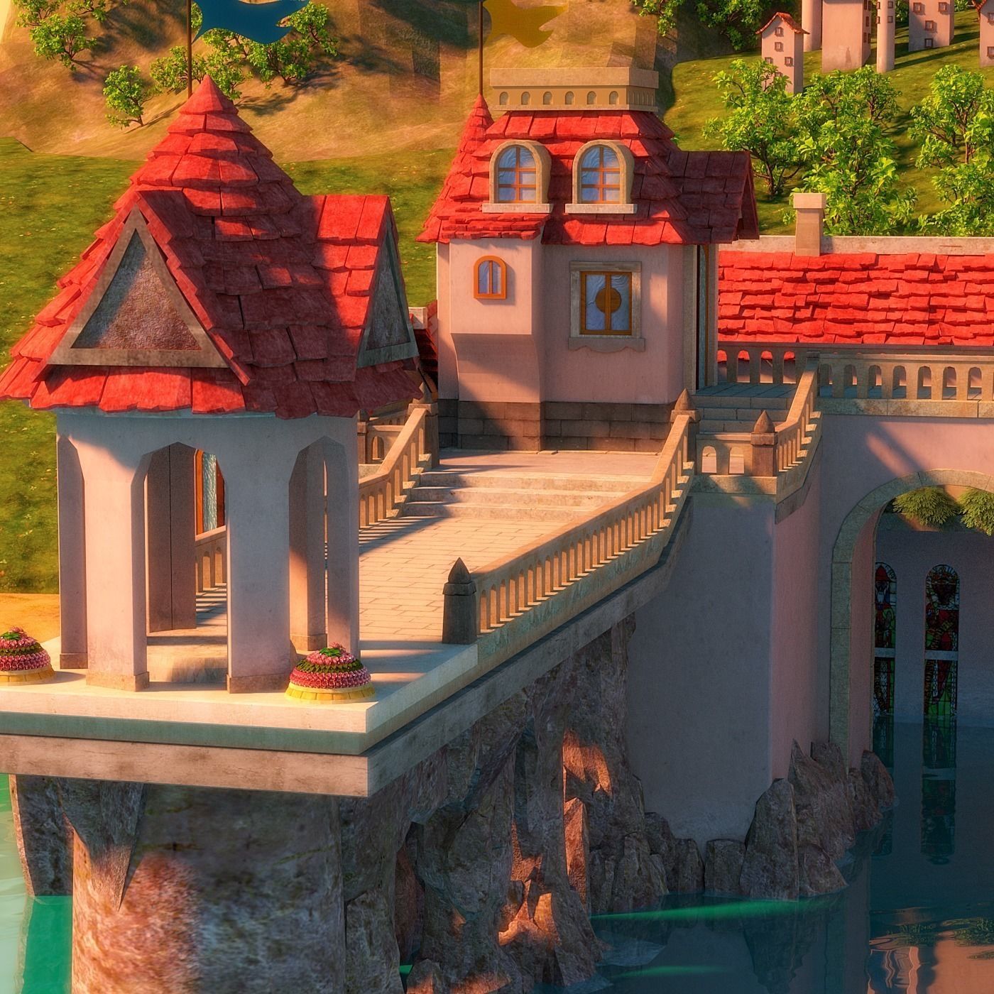 Cartoon Castle Scene 3D model_4