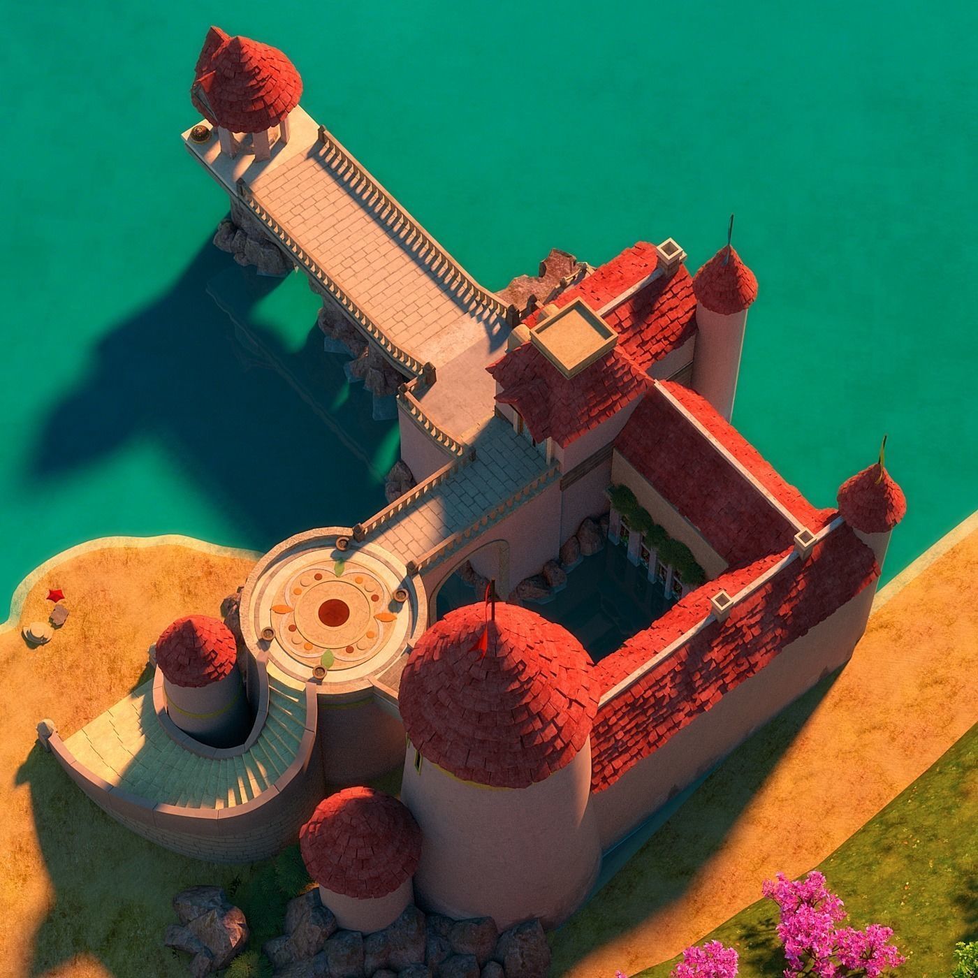 Cartoon Castle Scene 3D model_6