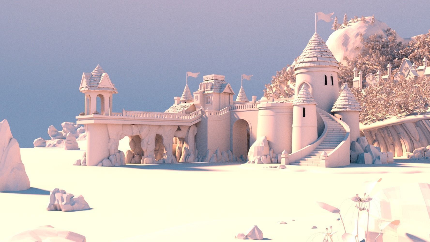 Cartoon Castle Scene 3D model_7