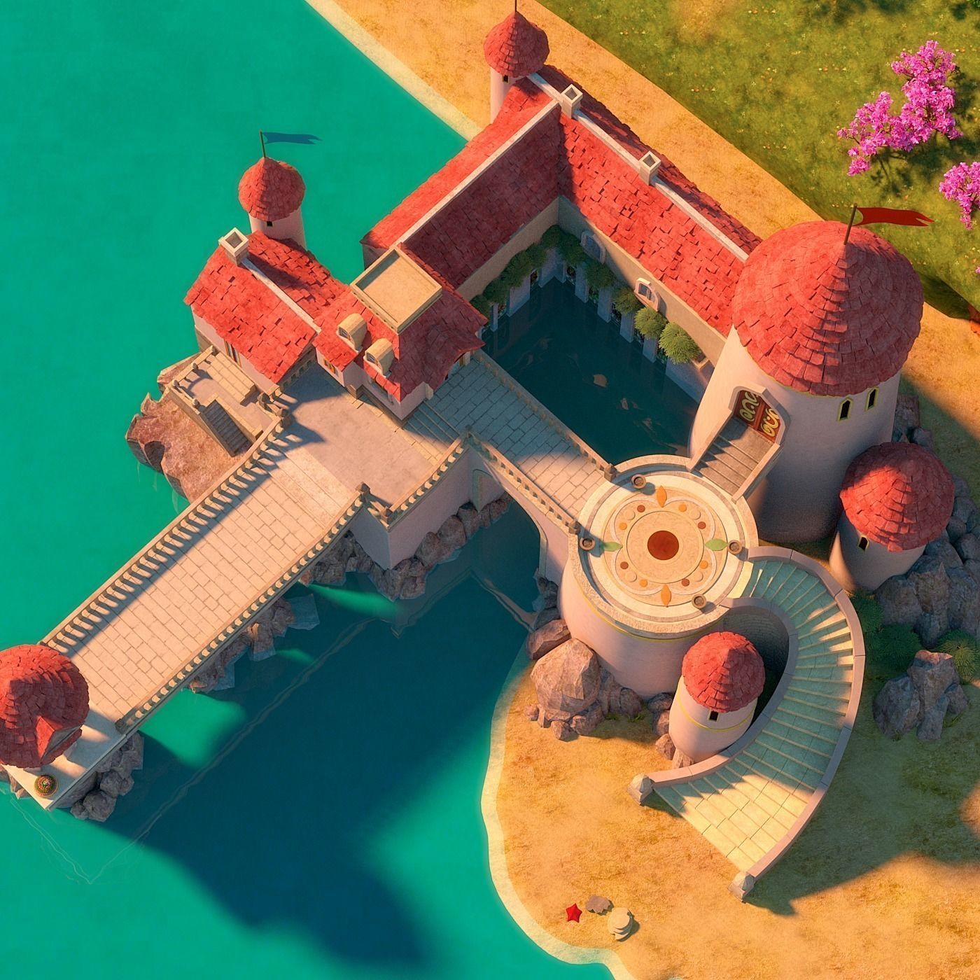 Cartoon Castle Scene 3D model_2