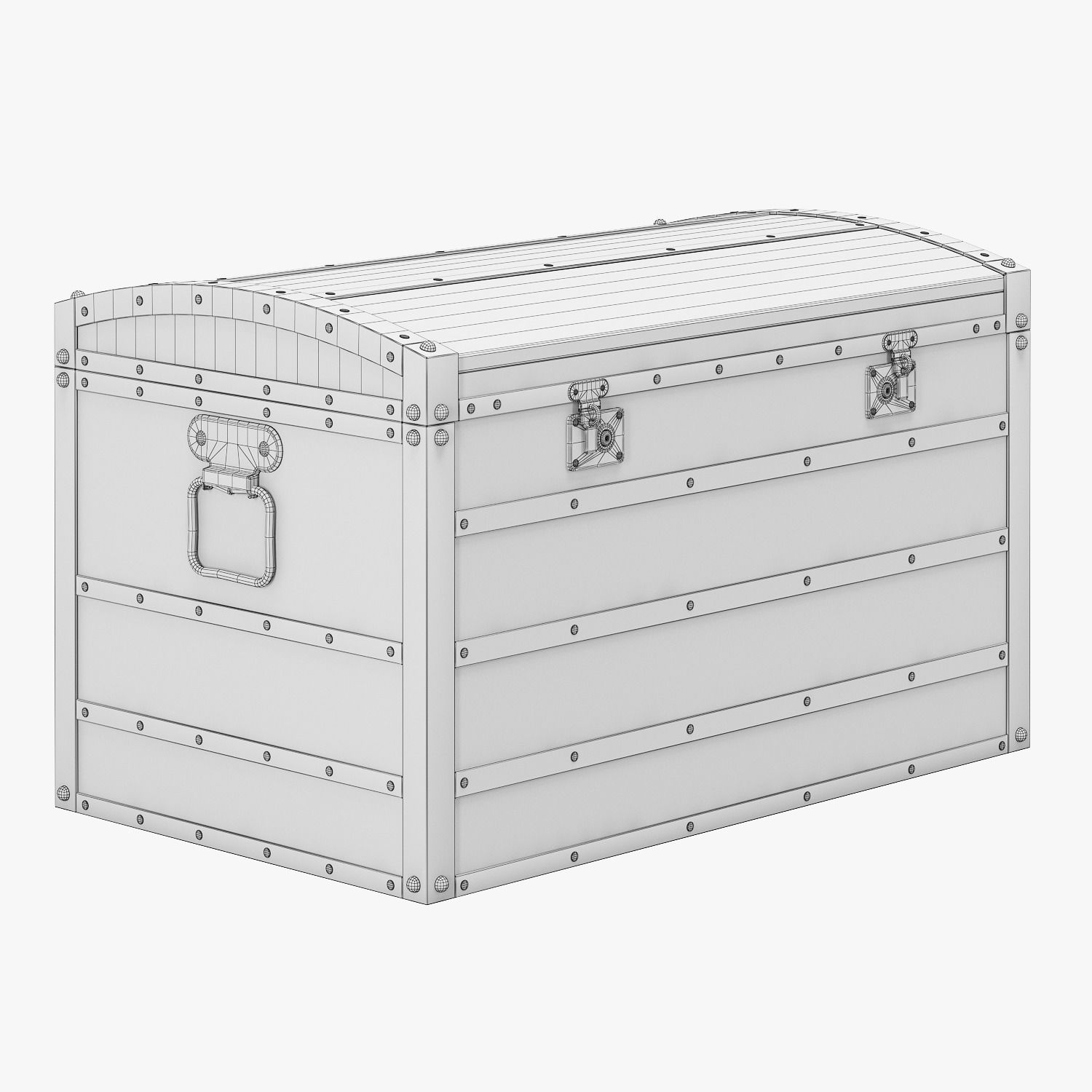 Wooden Chest Low-poly 3D model_4