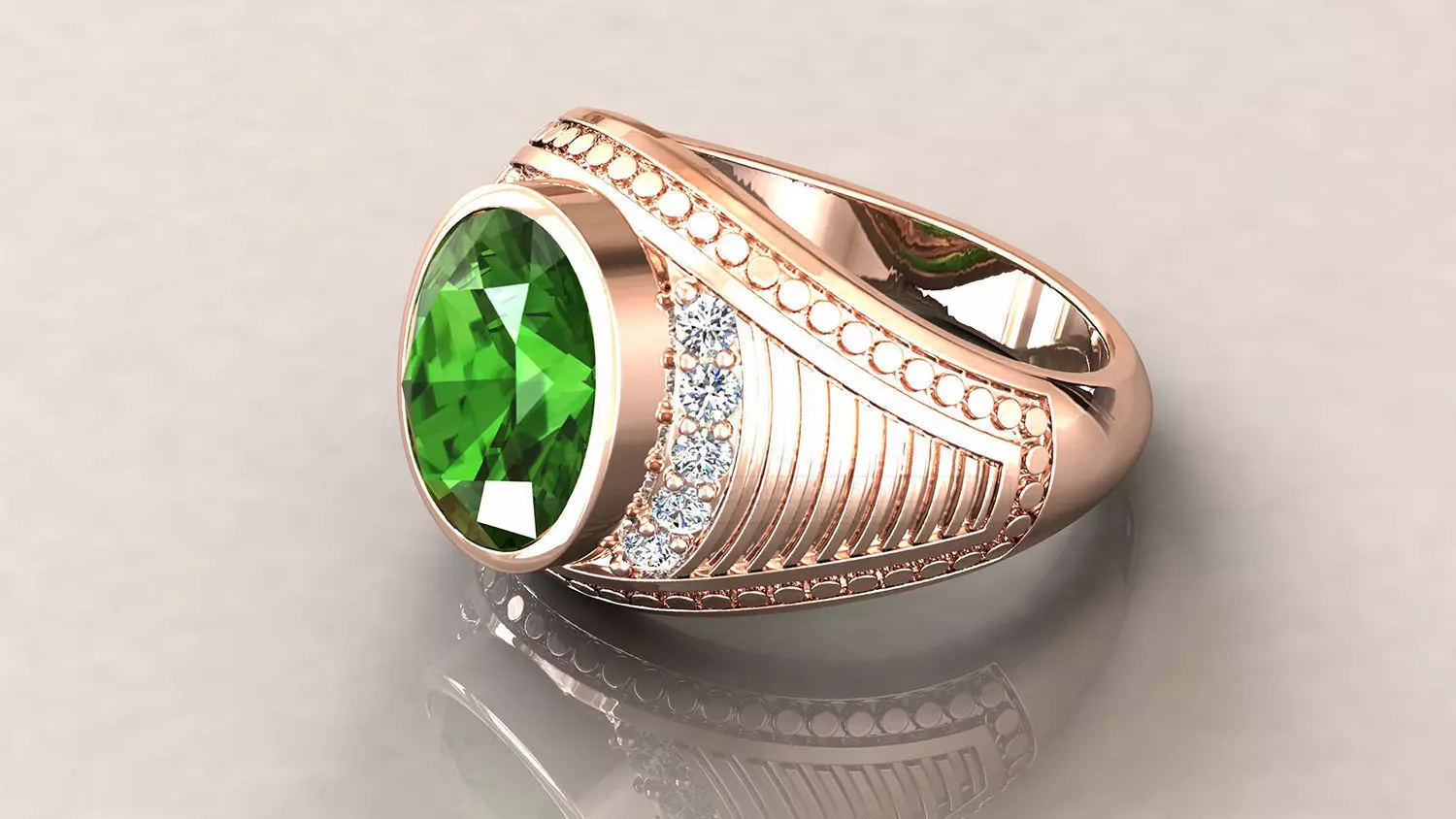 kengkod26v2 emerald and diamond ring 3D print model_0